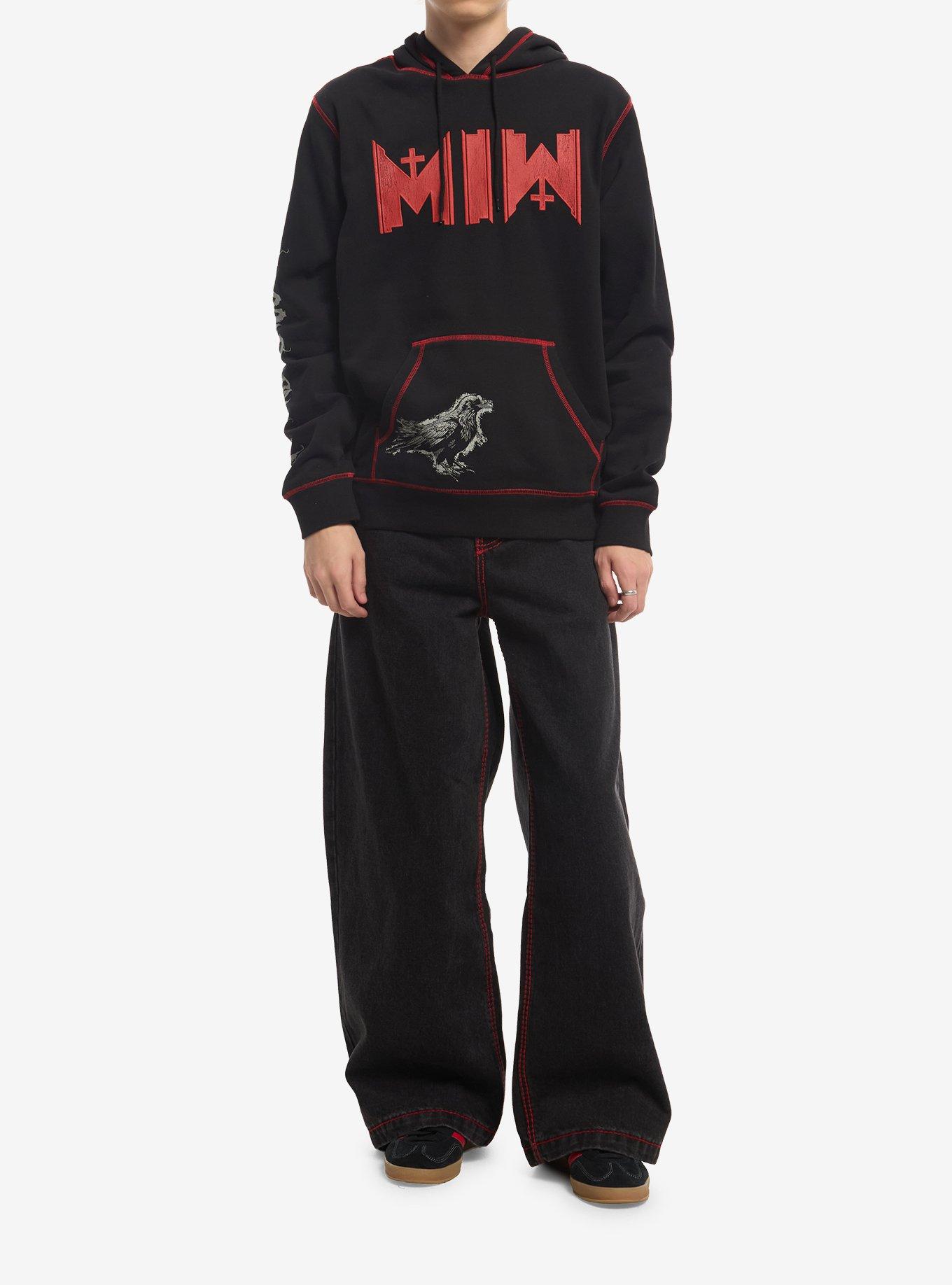 Motionless In White Crow Contrast Stitch Hoodie, BLACK, alternate - view 3