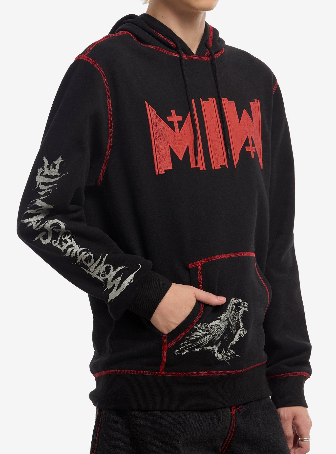 Motionless In White Crow Contrast Stitch Hoodie, BLACK, alternate - view 4