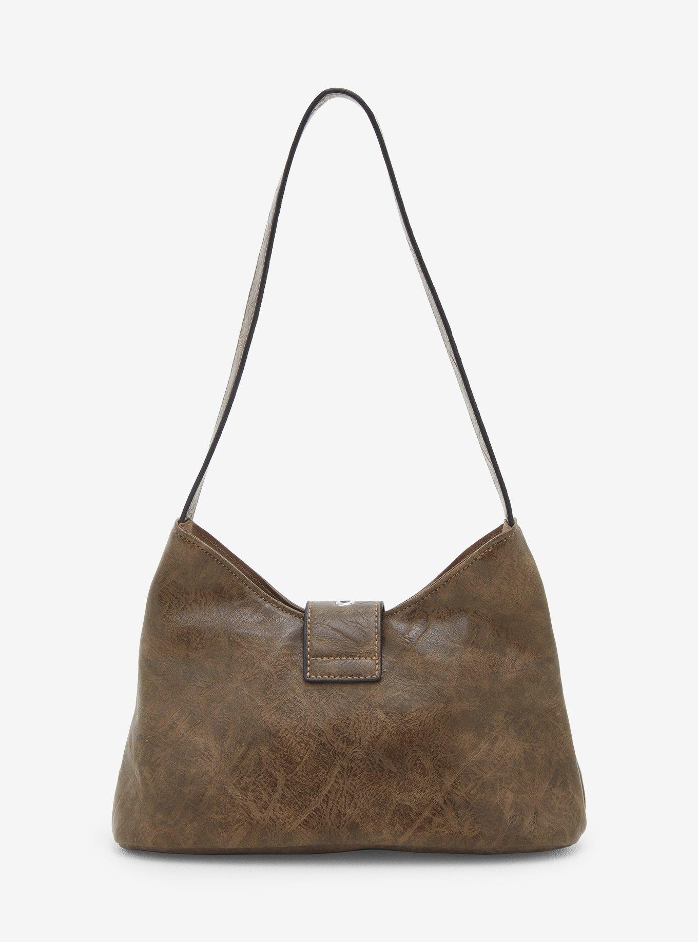 Thorn & Fable Brown Faux Leather Stud Shoulder Bag, , alternate - view 3
