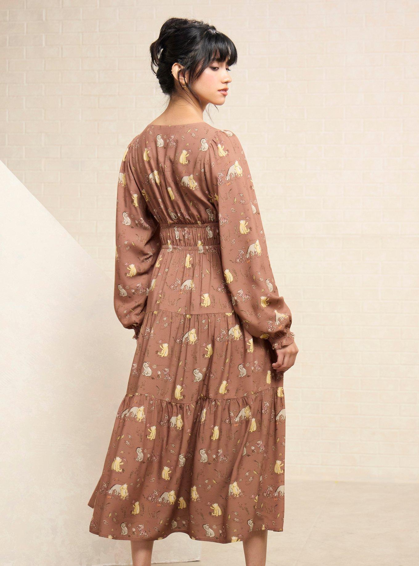 Disney Winnie the Pooh Classic Characters Long Sleeve Dress - BoxLunch Exclusive, BROWN, alternate - view 3