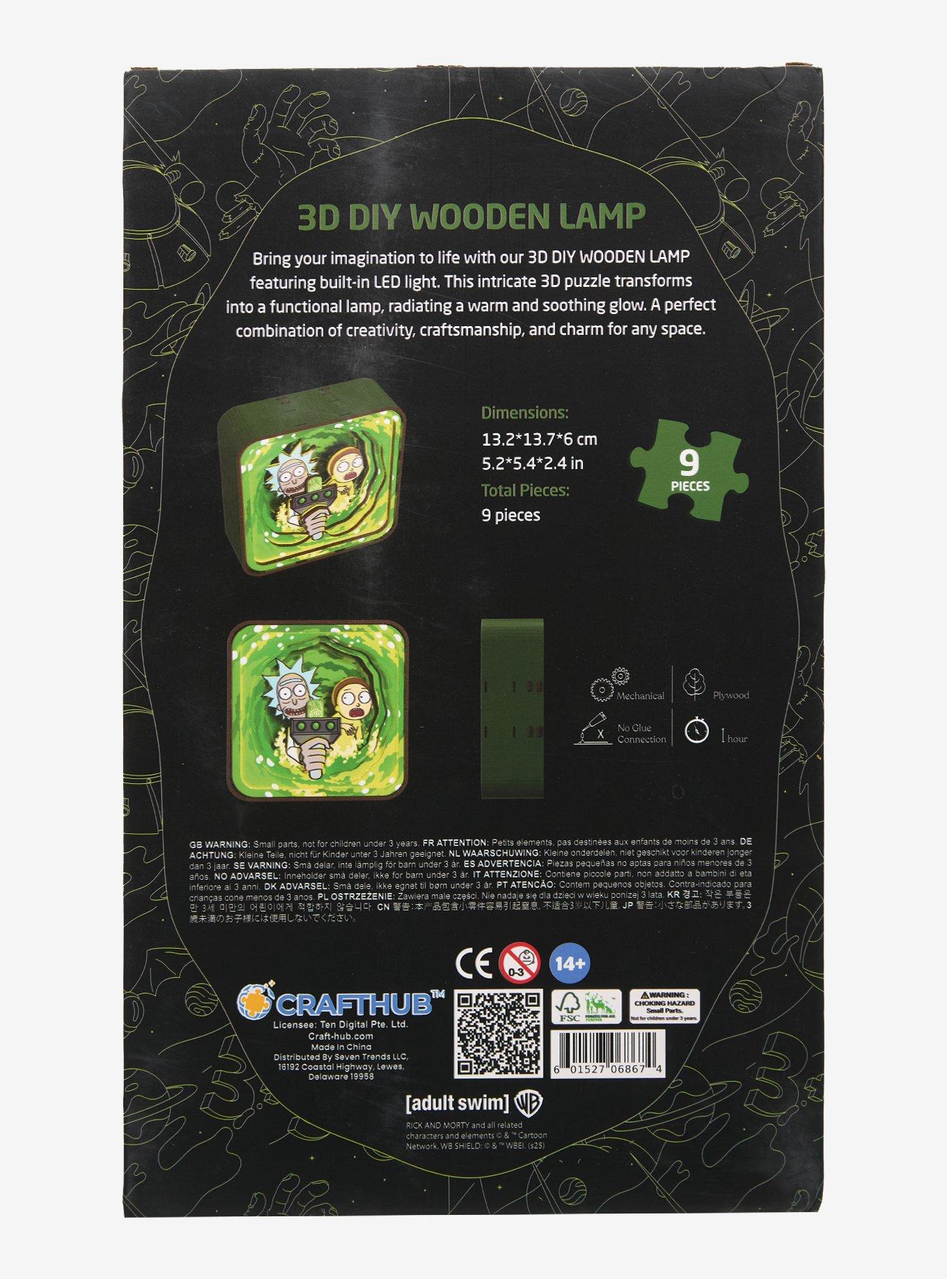 Rick And Morty 3D LED Lamp Wooden Puzzle, , hi-res