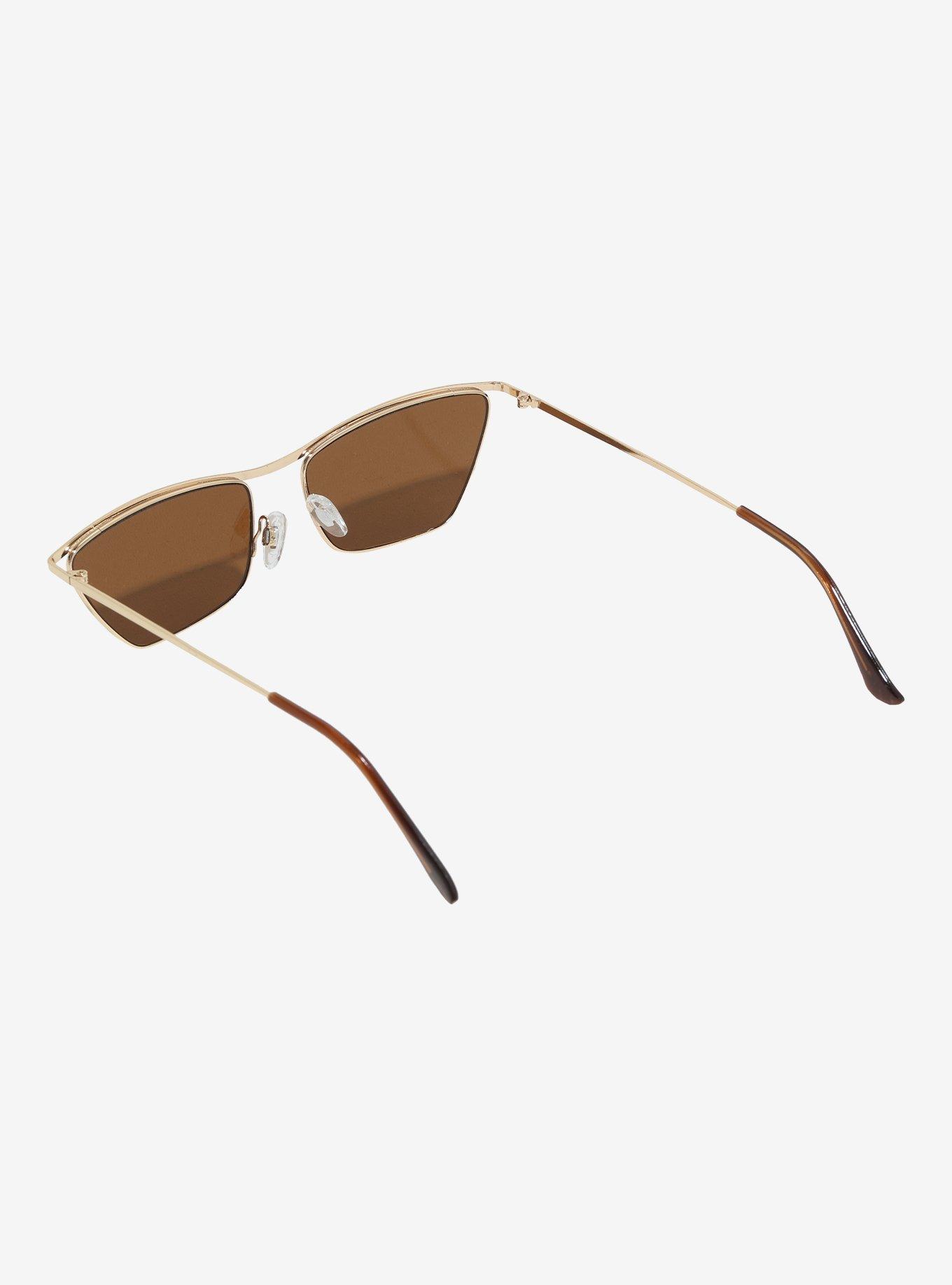 Golden Brown Rim Cat Eye Sunglasses, , hi-res