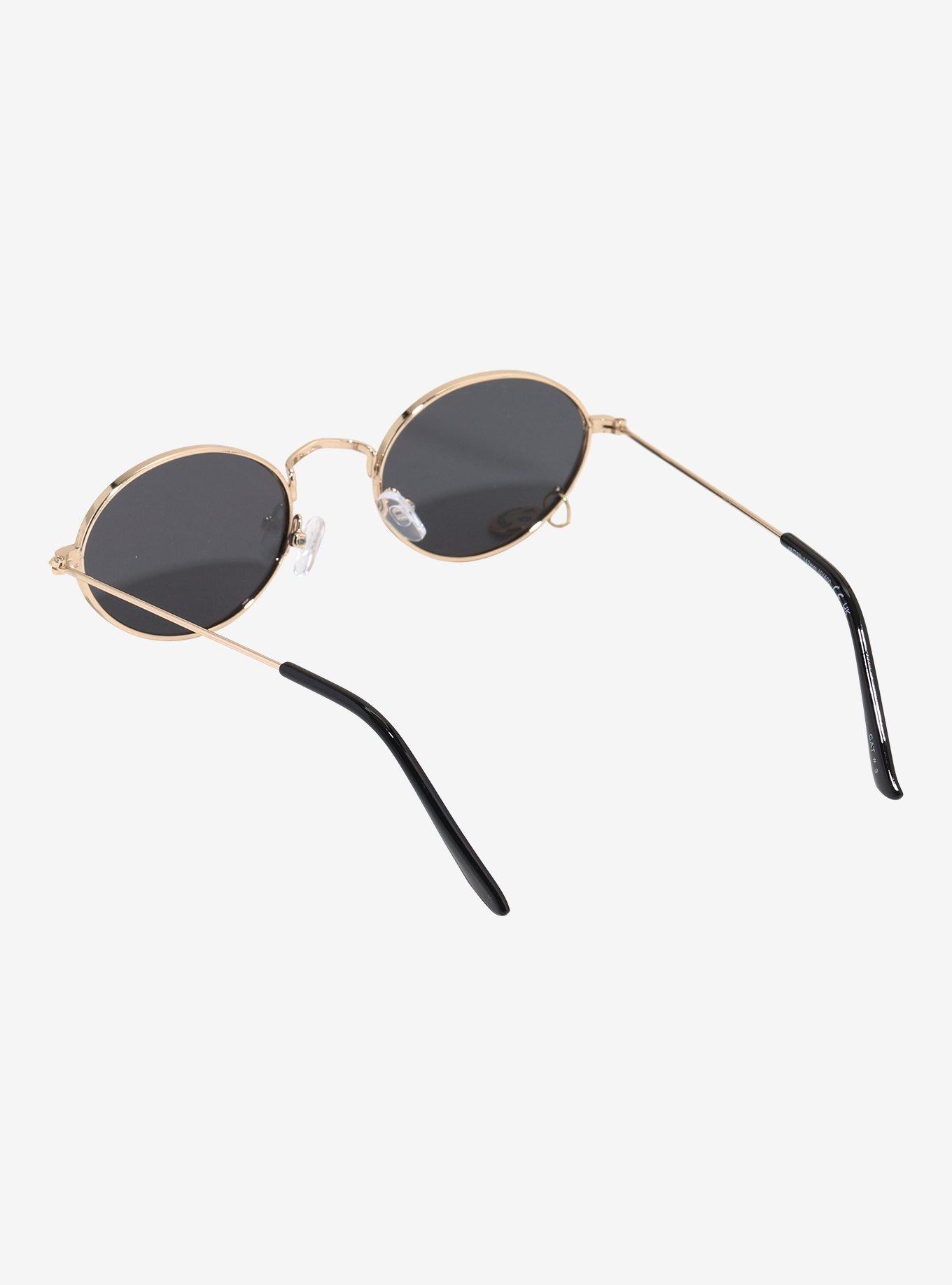 Gold-Tone Smile Charm Round Sunglasses, , hi-res