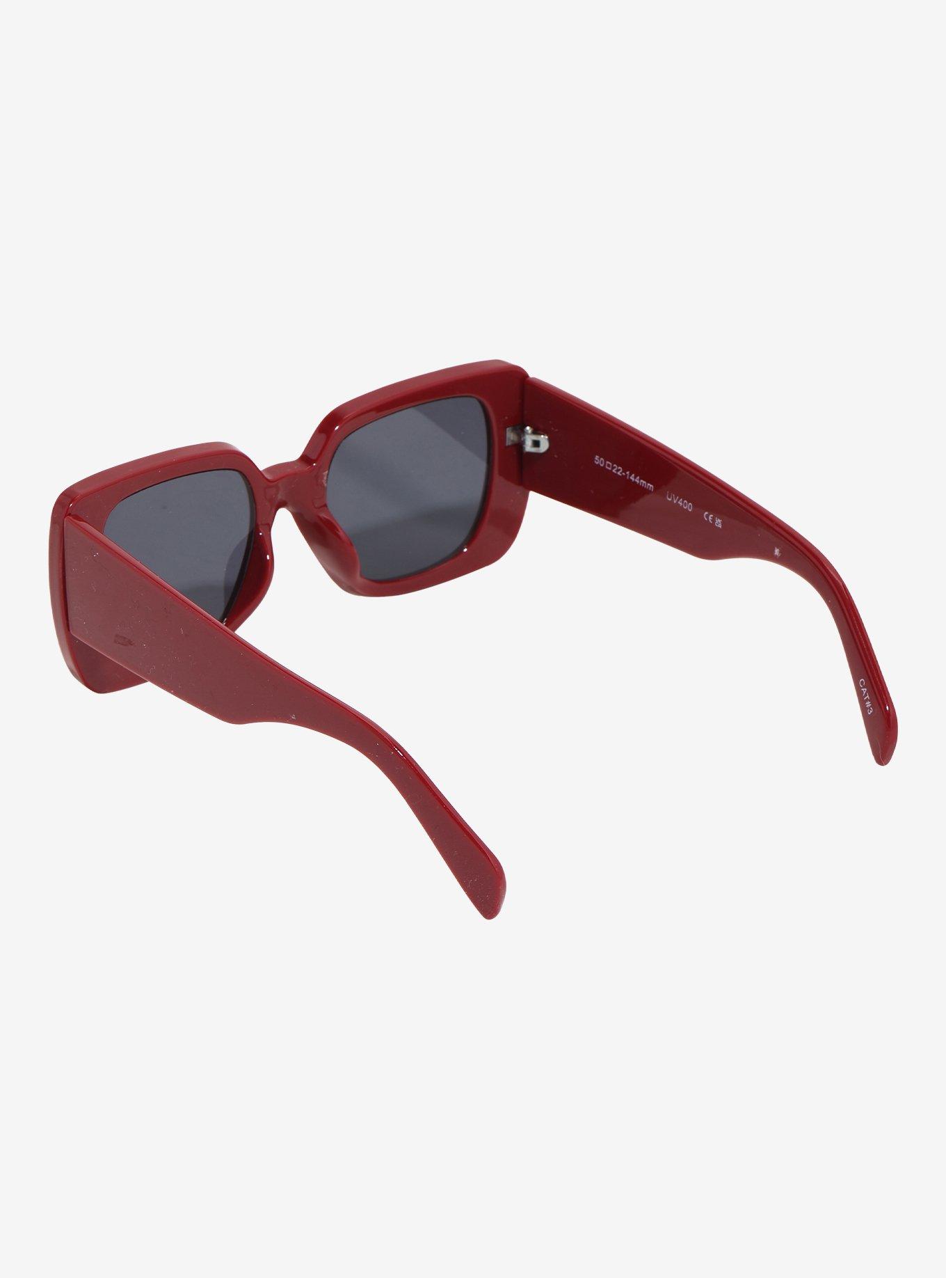 Red Rectangular Sunglasses, , hi-res