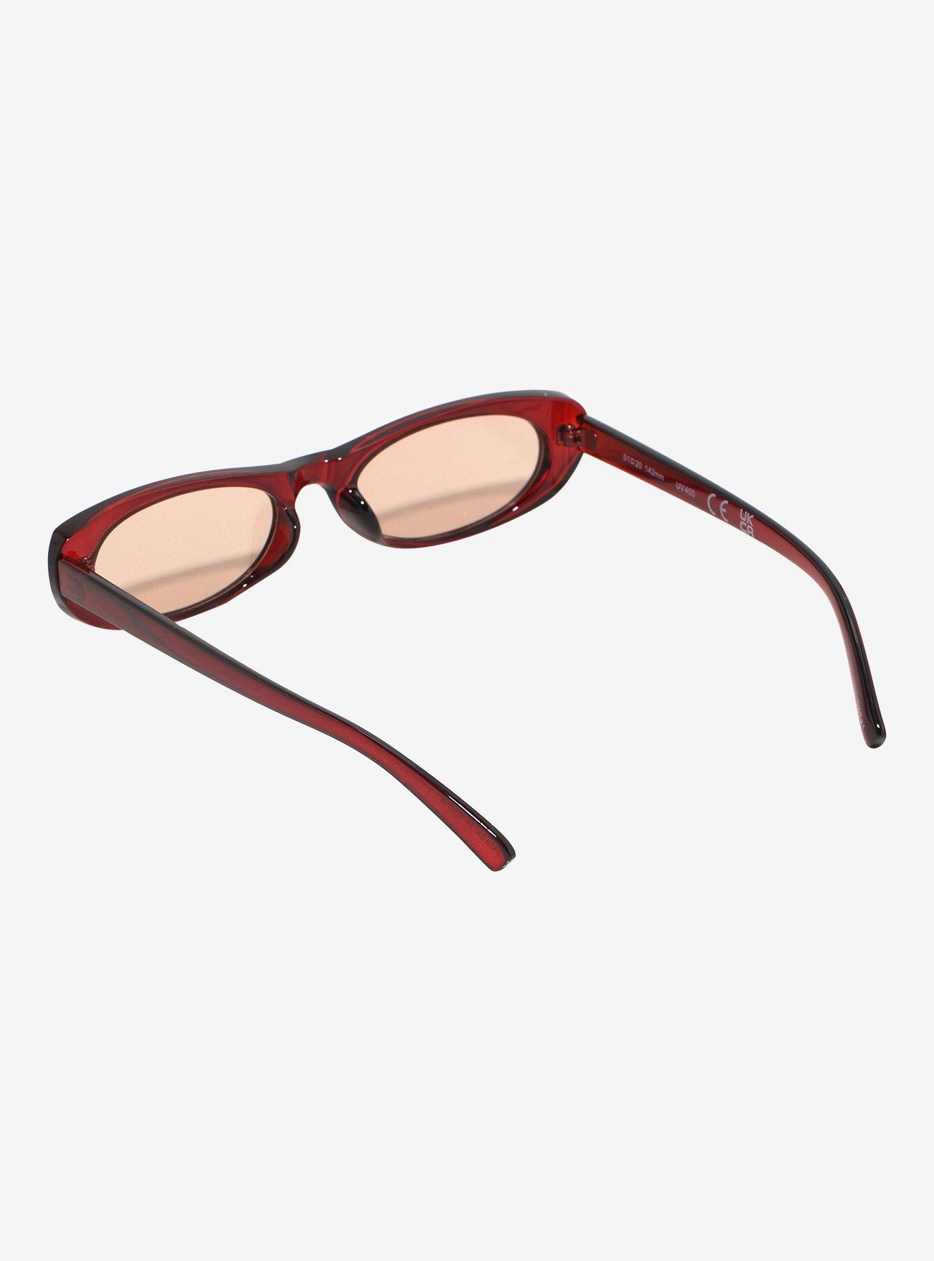 Lady Red Oval Cat Eye Sunglasses, , hi-res