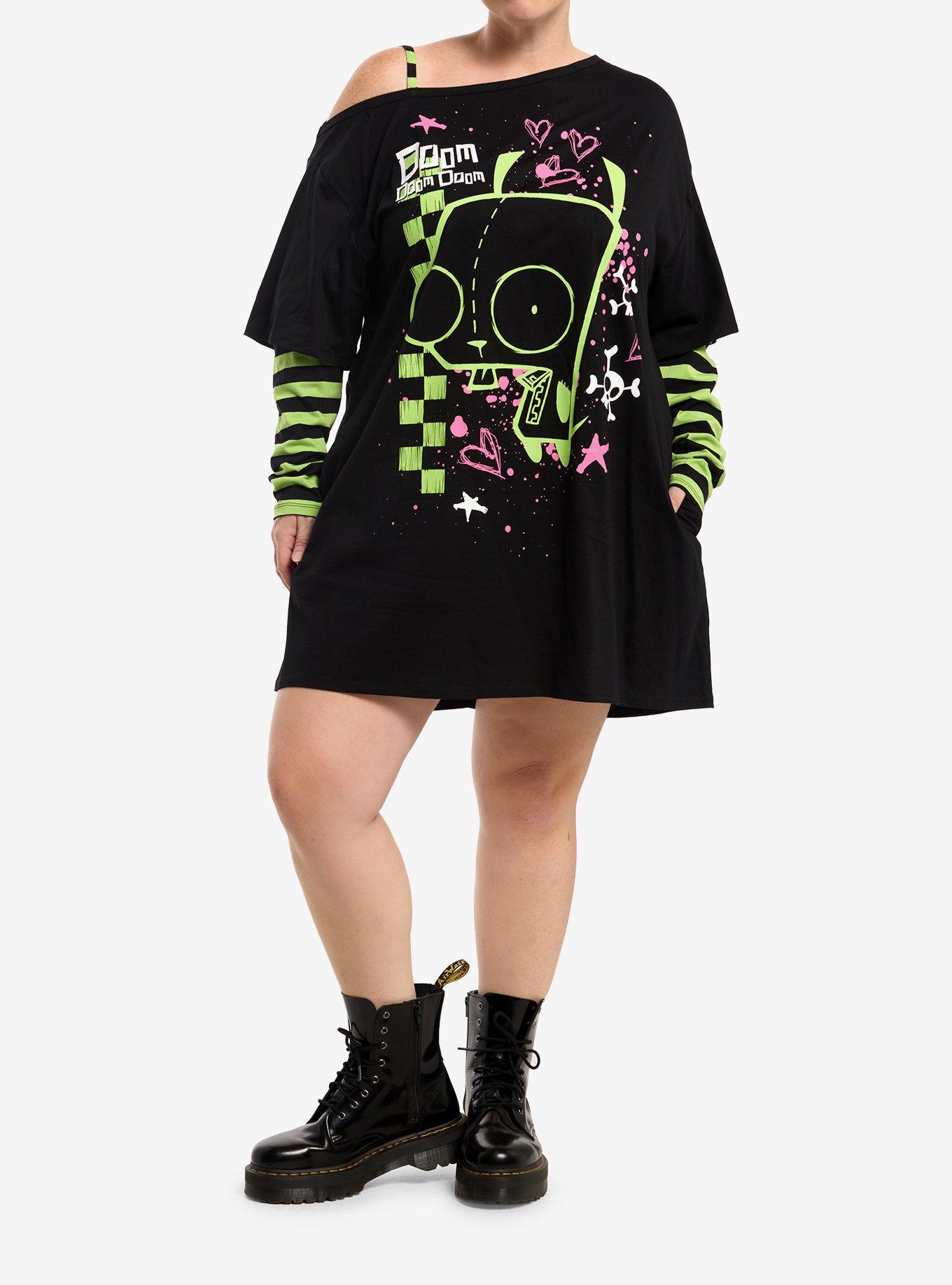 Invader Zim GIR Off-Shoulder Twofer Dress Plus Size, , hi-res