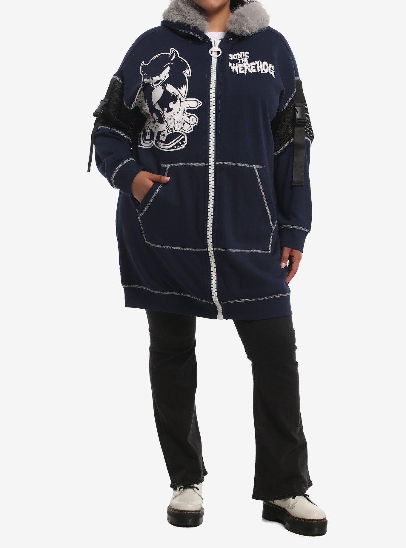 Sonic The Hedgehog Werehog Fur Trim Hoodie Dress Plus Size, MULTI, alternate - view 3
