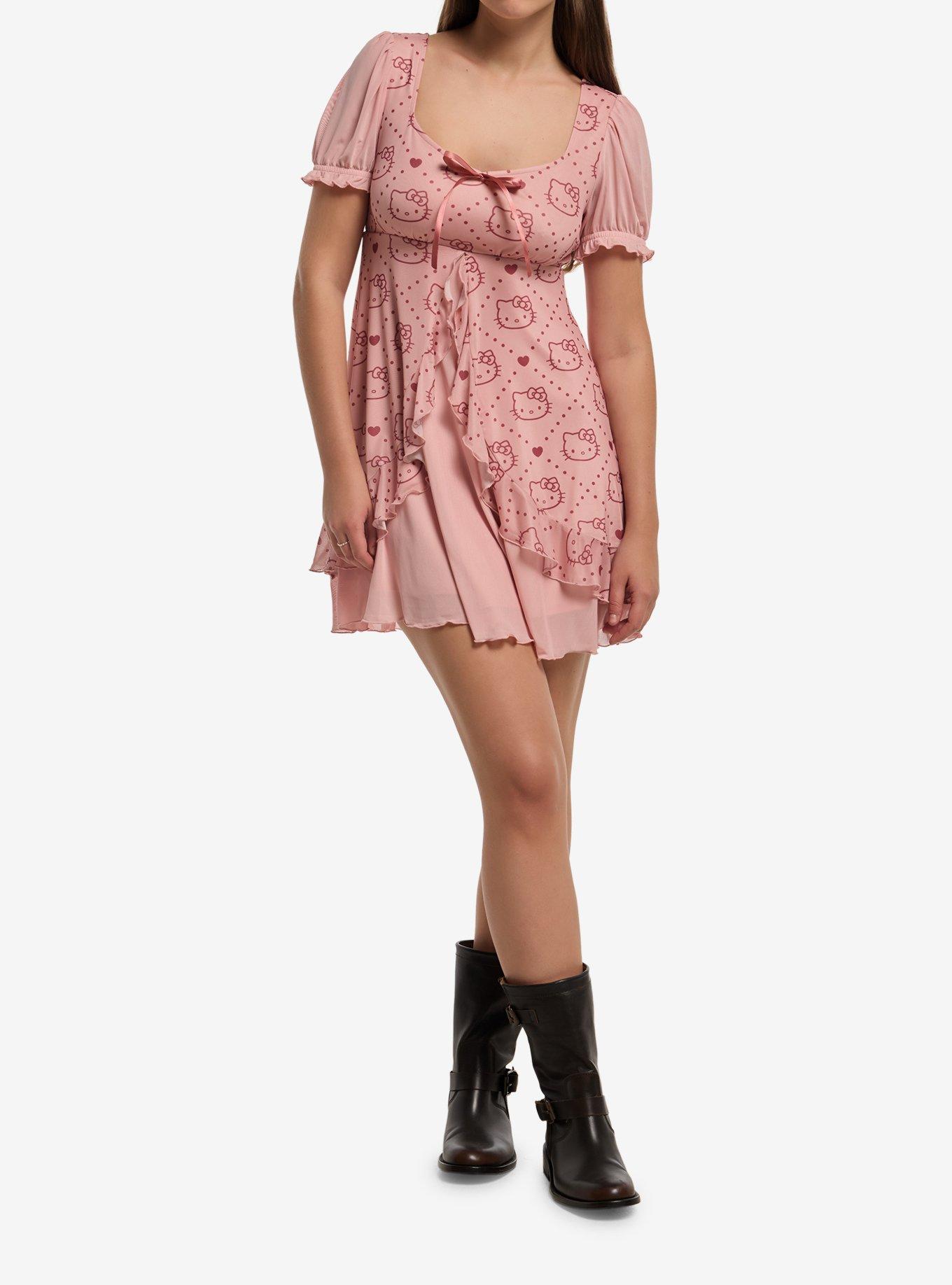 Hello Kitty Sheer Ruffle Babydoll Dress, , hi-res