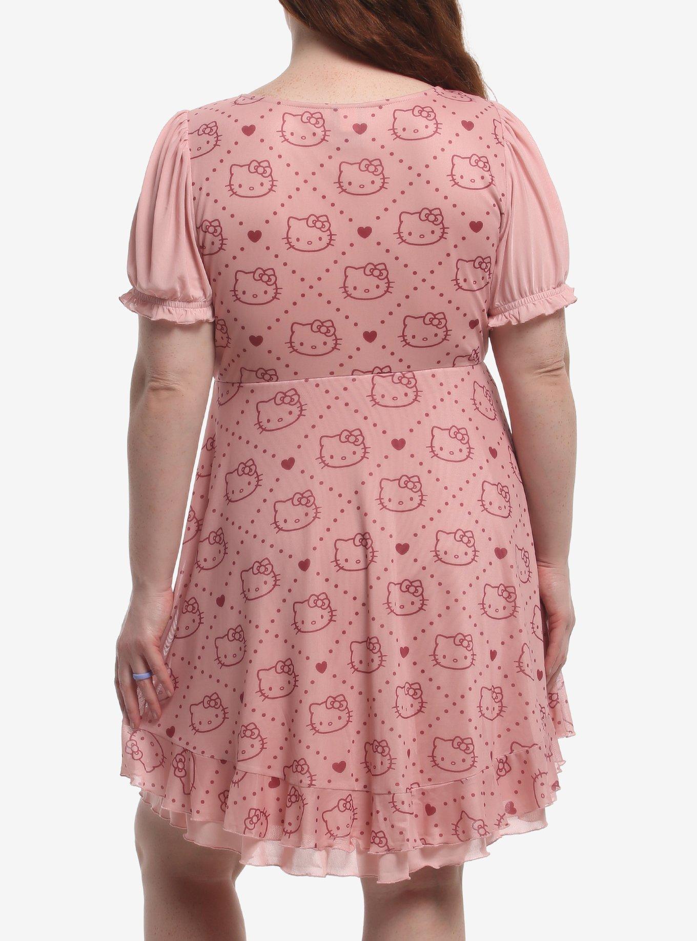 Hello Kitty Sheer Ruffle Babydoll Dress Plus Size, MULTI, alternate - view 3