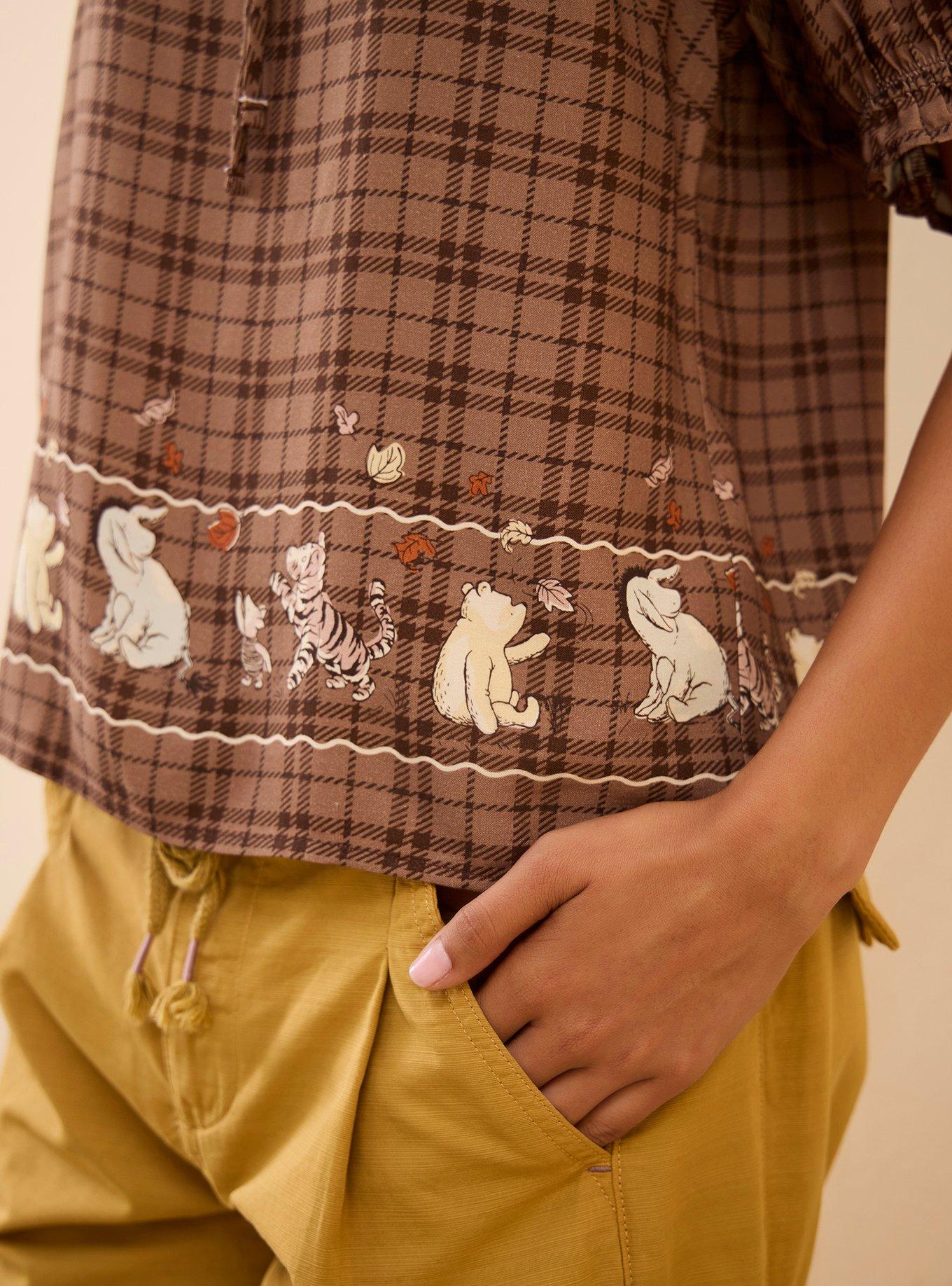 Disney Winnie the Pooh and Friends Autumn Plaid Women's Puff Sleeve Top - BoxLunch Exclusive, , alternate - view 4