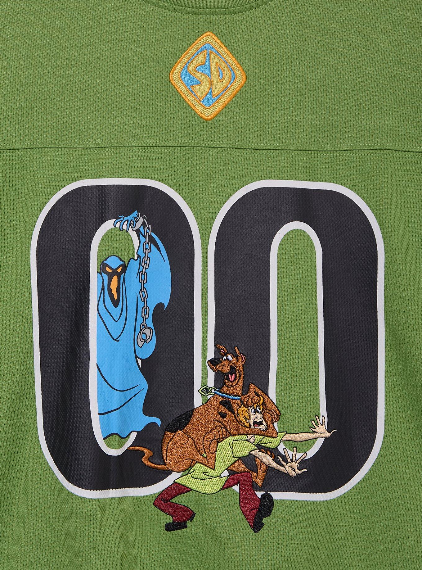 Scooby-Doo! Green Women's Plus Size Cropped Football Jersey &mdash; BoxLunch Exclusive, PURPLE, alternate - view 3