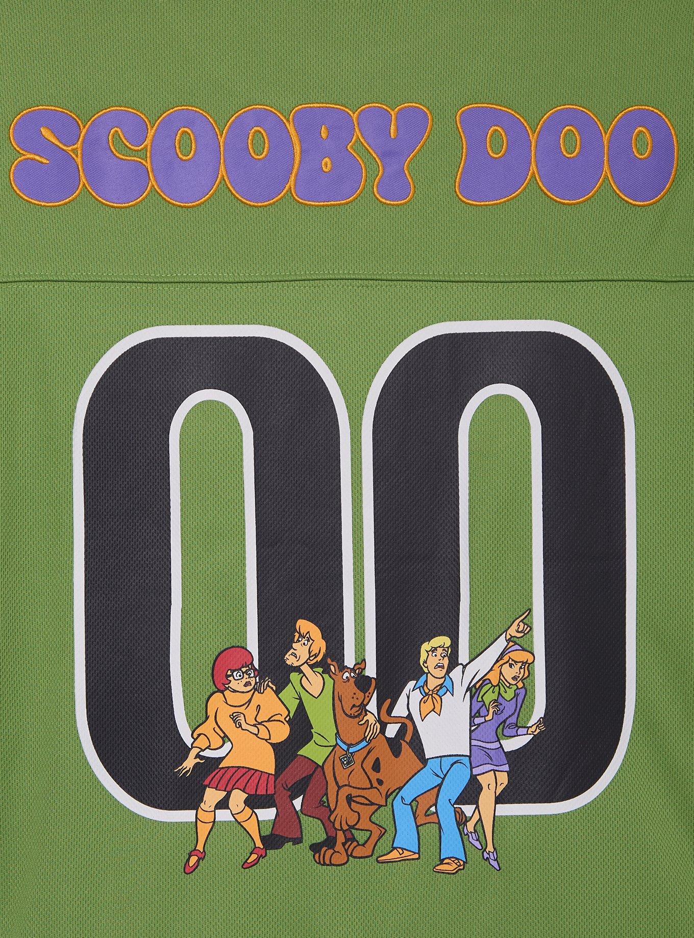 Scooby-Doo! Green Women's Plus Size Cropped Football Jersey &mdash; BoxLunch Exclusive, PURPLE, alternate - view 4