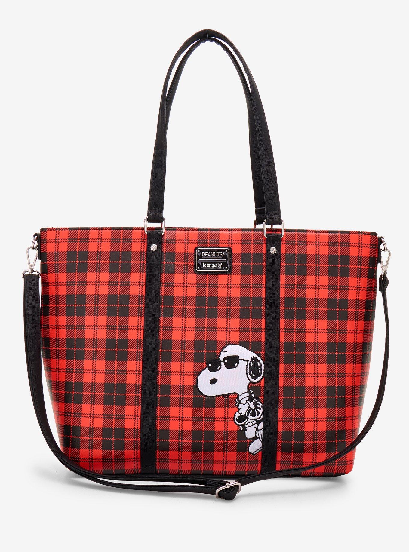 Loungefly Peanuts Snoopy Plaid Tote Crossbody Bag Hot Topic Exclusive, , alternate - view 3