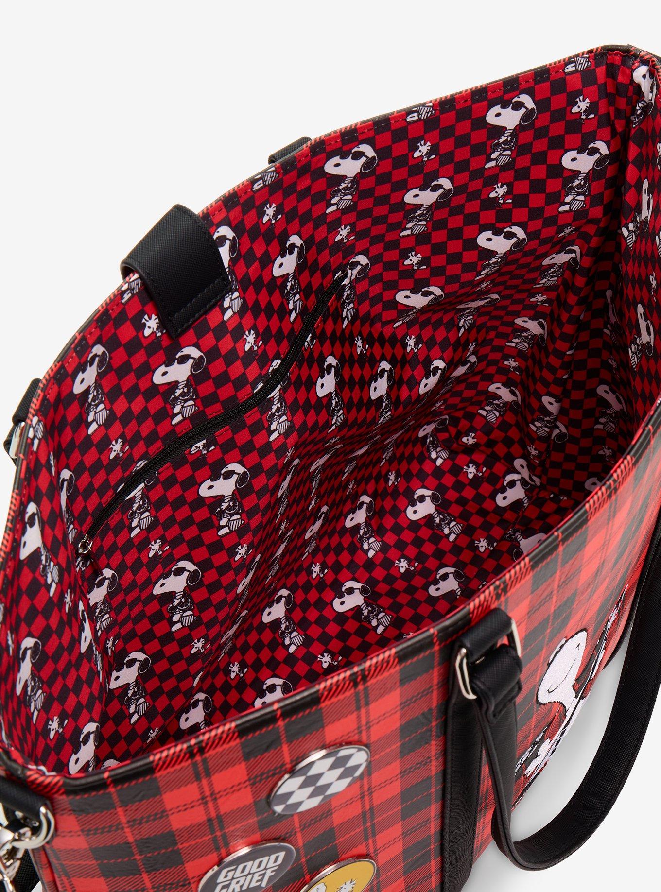 Loungefly Peanuts Snoopy Plaid Tote Crossbody Bag Hot Topic Exclusive, , alternate - view 4