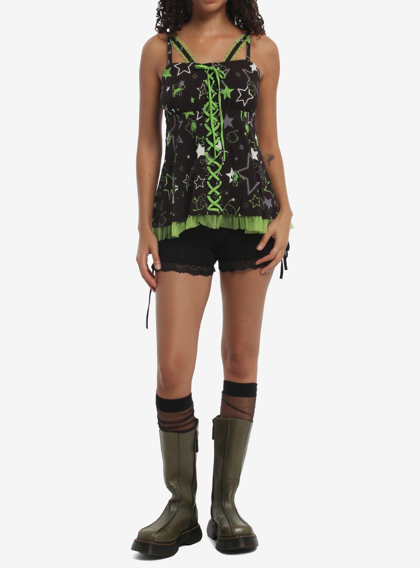 Invader Zim GIR Stars Lace-Up Girls Woven Tank Top, , hi-res