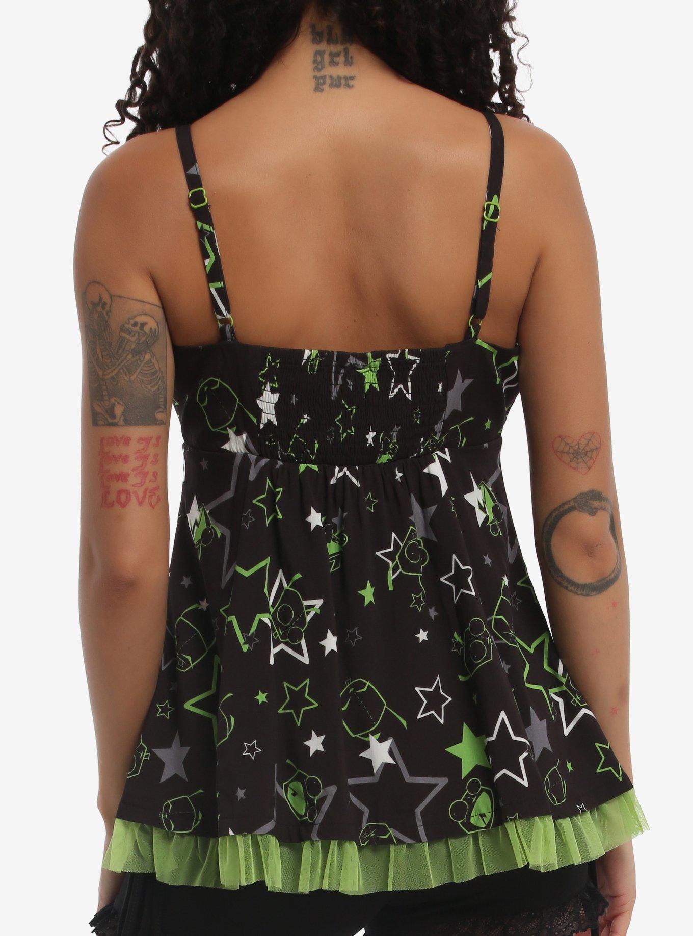 Invader Zim GIR Stars Lace-Up Girls Woven Tank Top, MULTI, alternate - view 3