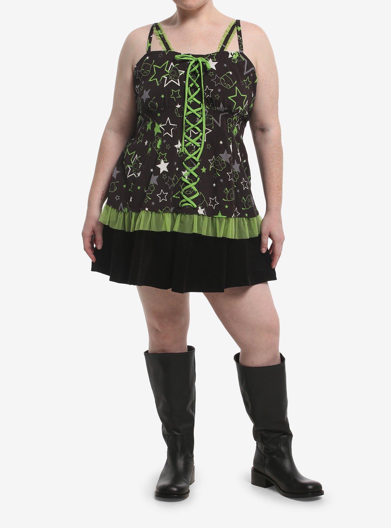 Invader Zim GIR Stars Lace-Up Girls Woven Tank Top Plus Size, , hi-res