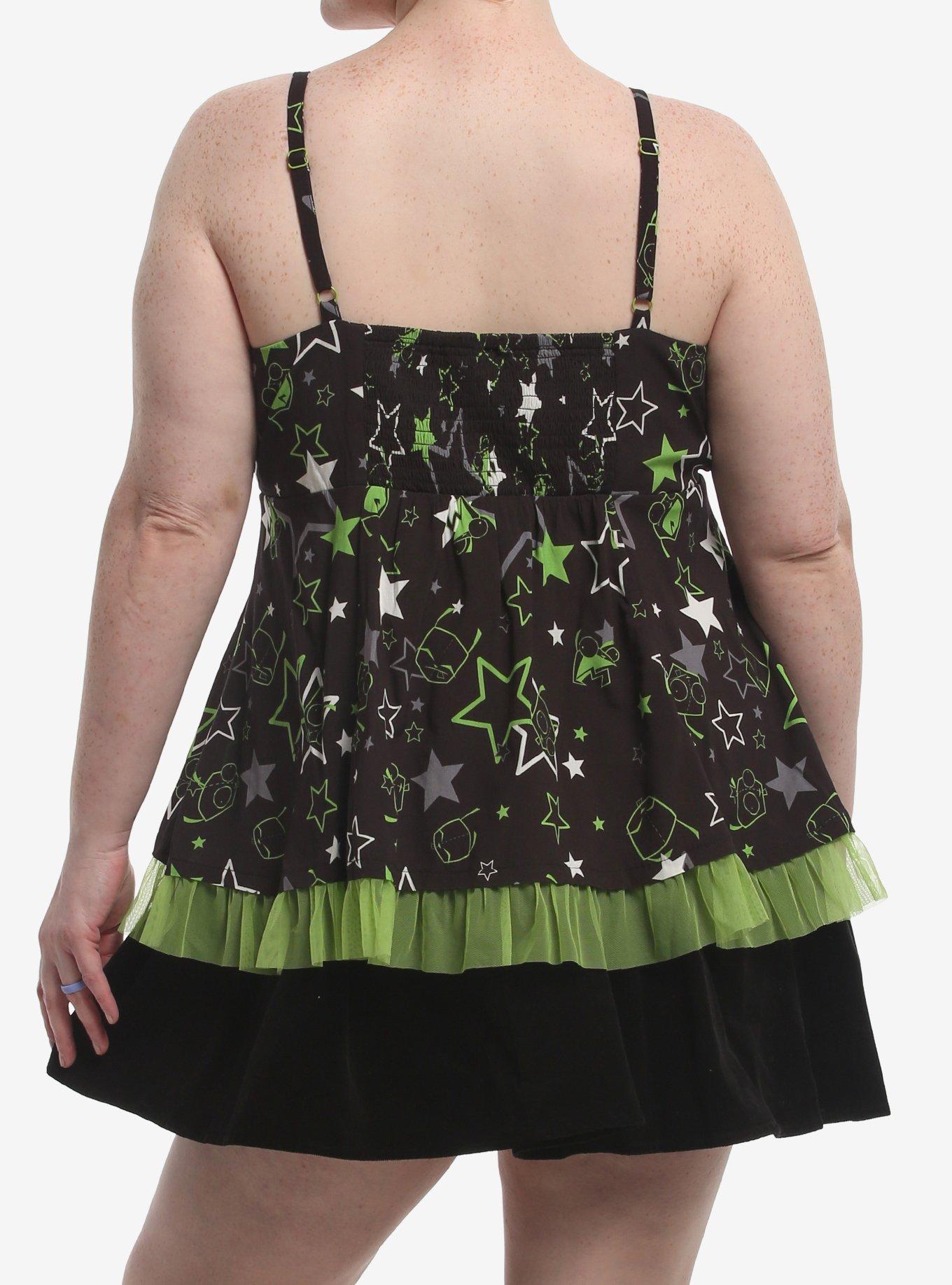Invader Zim GIR Stars Lace-Up Girls Woven Tank Top Plus Size, MULTI, alternate - view 3