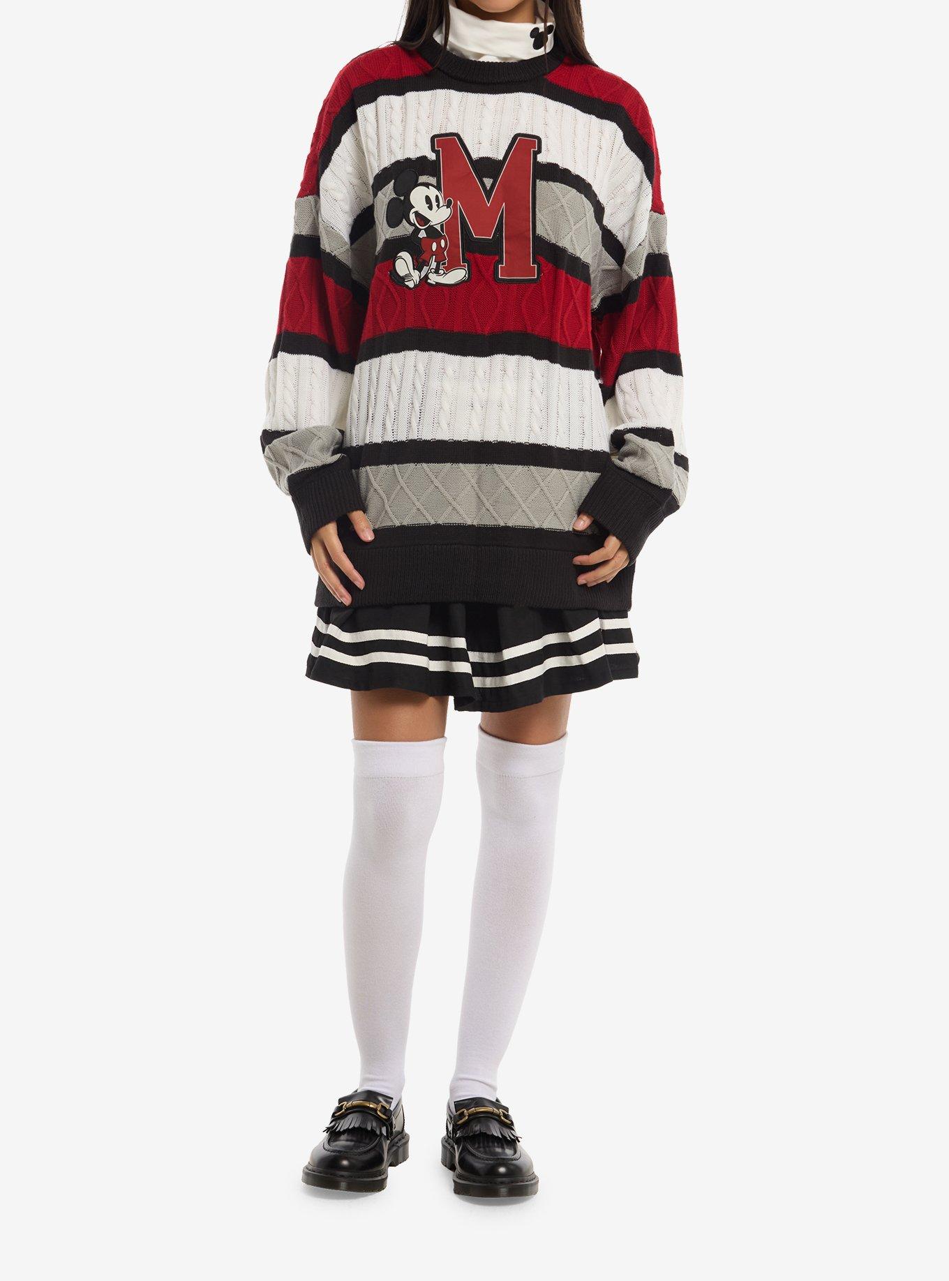 Disney Mickey Mouse Stripe Mock Neck Girls Sweater, , hi-res
