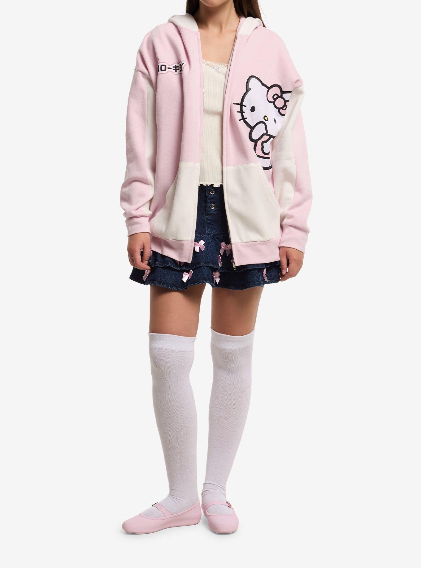 Hello Kitty Ears Color-Block Girls Oversized Hoodie, MULTI, alternate - view 3