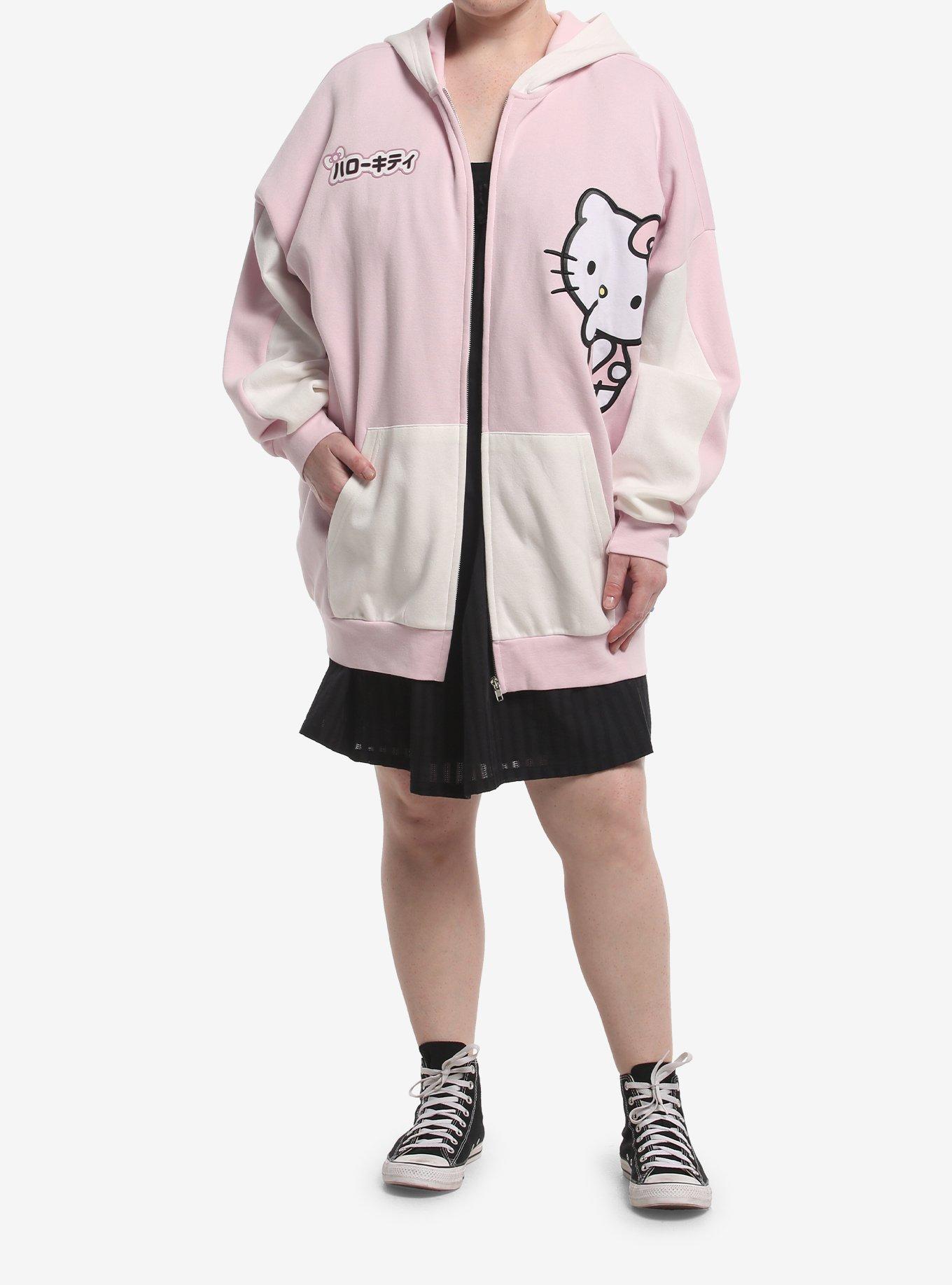 Hello Kitty Ears Color-Block Girls Oversized Hoodie Plus Size, MULTI, alternate - view 3