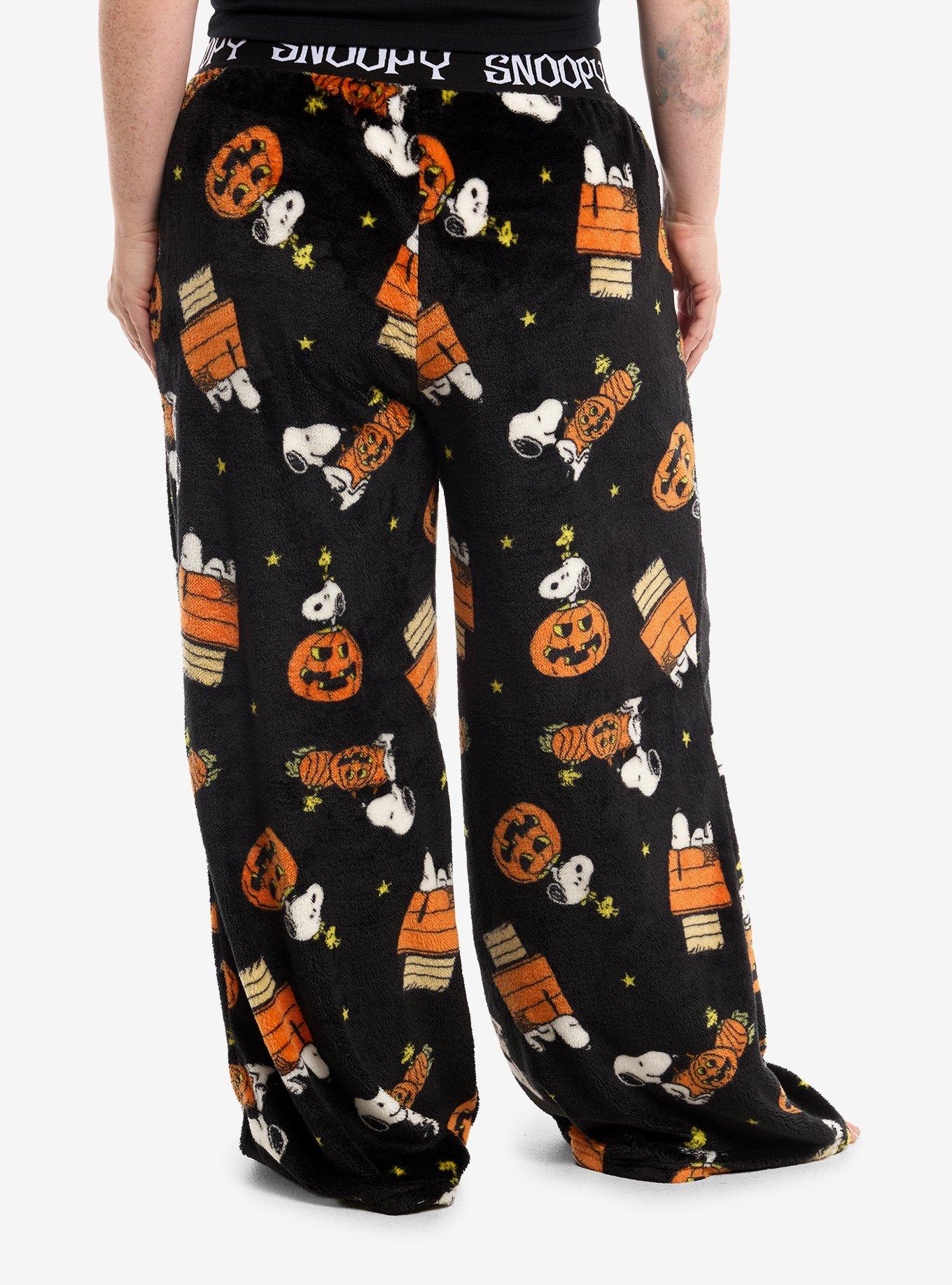 Peanuts Snoopy Halloween Fuzzy Pajama Pants Plus Size, , hi-res