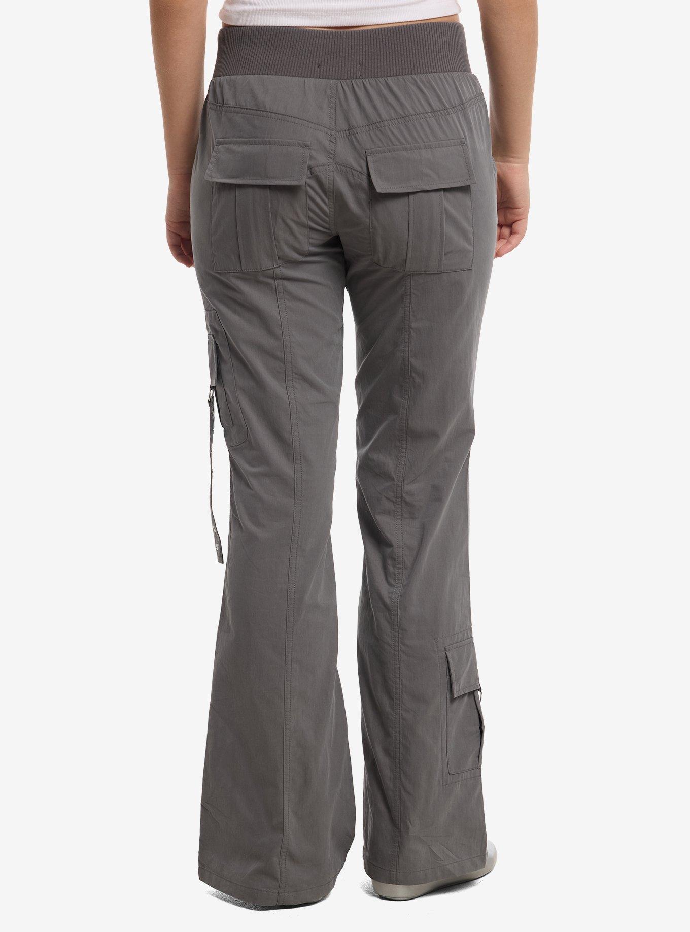 Thorn & Fable Grey Grommet Cargo Flare Pants, , hi-res