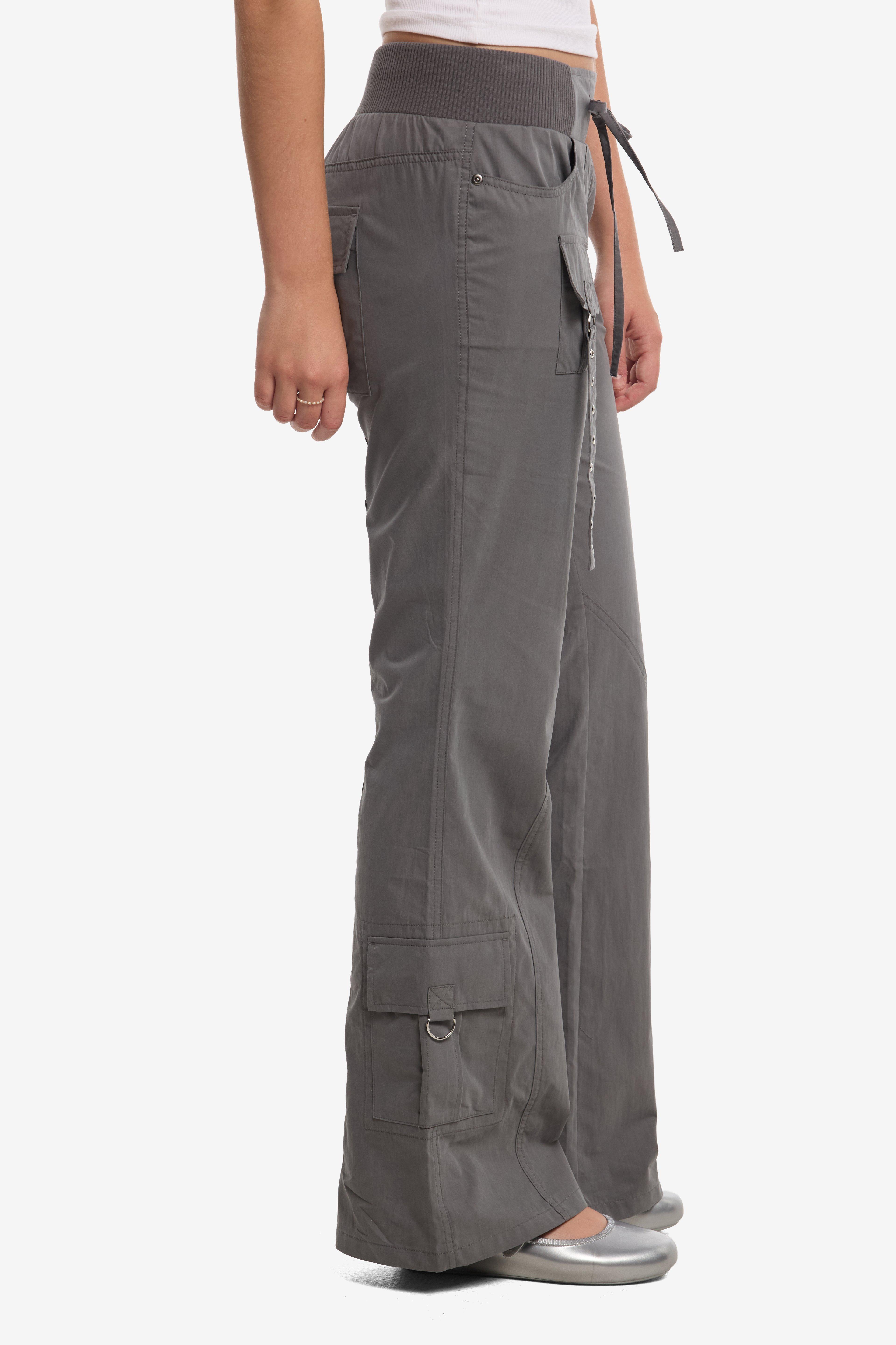 Thorn & Fable Grey Grommet Cargo Flare Pants, MULTI, alternate - view 3