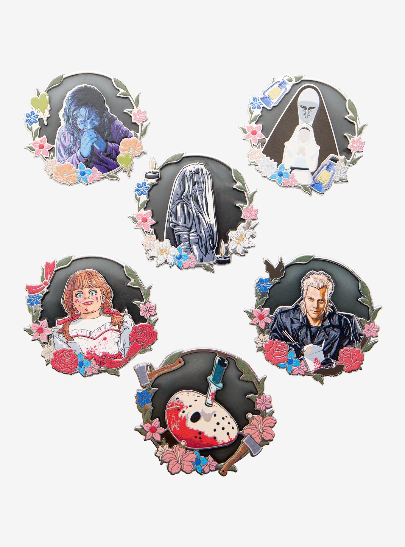 WB Horror Floral Portrait Blind Box Enamel Pin Hot Topic Exclusive, , hi-res