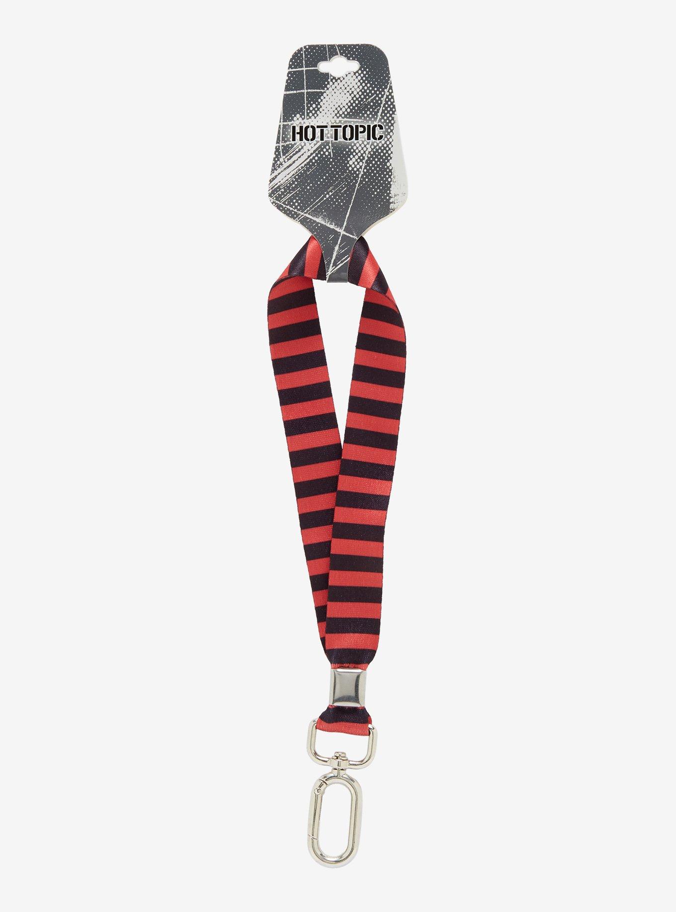 Black & Red Stripe Wrist Lanyard, , hi-res