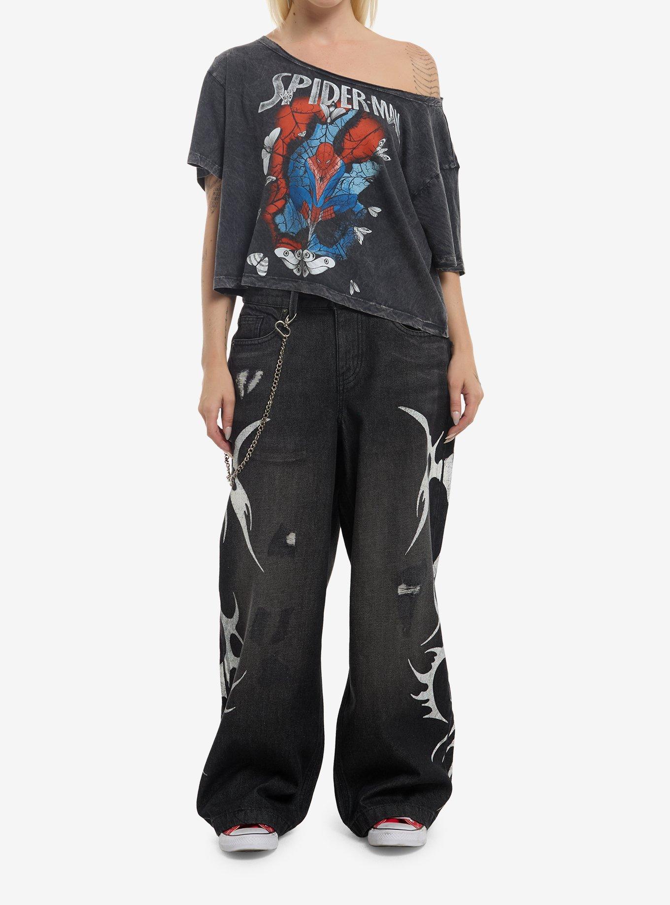 Marvel Spider-Man Moths Girls Off-Shoulder T-Shirt By Peach Momoko, , hi-res