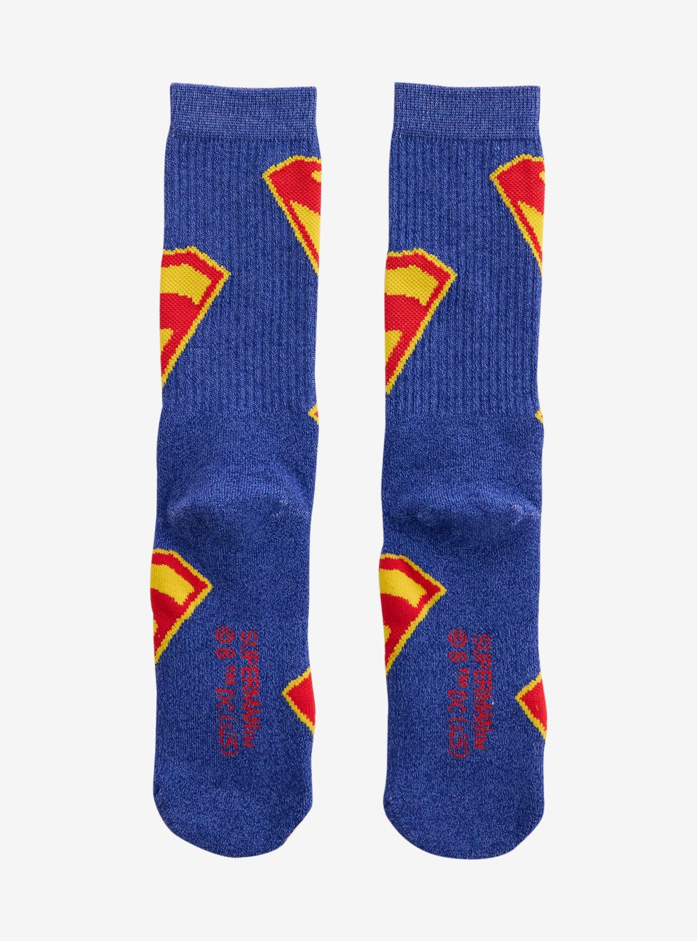 DC Comics Superman Logo Allover Print Crew Socks &mdash; BoxLunch Exclusive, , hi-res