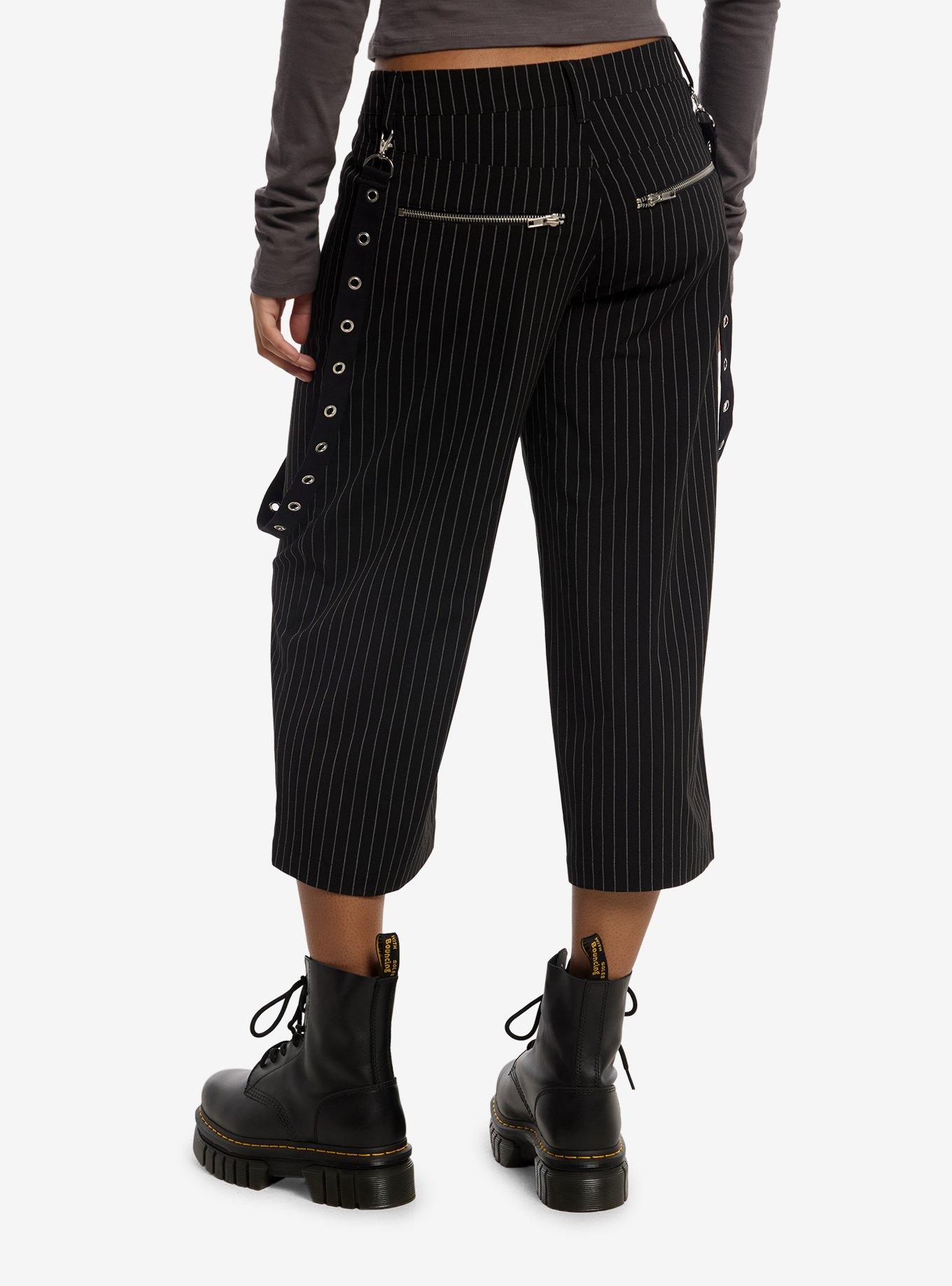 Social Collision Pinstripe Grommet Suspender Jorts, , hi-res
