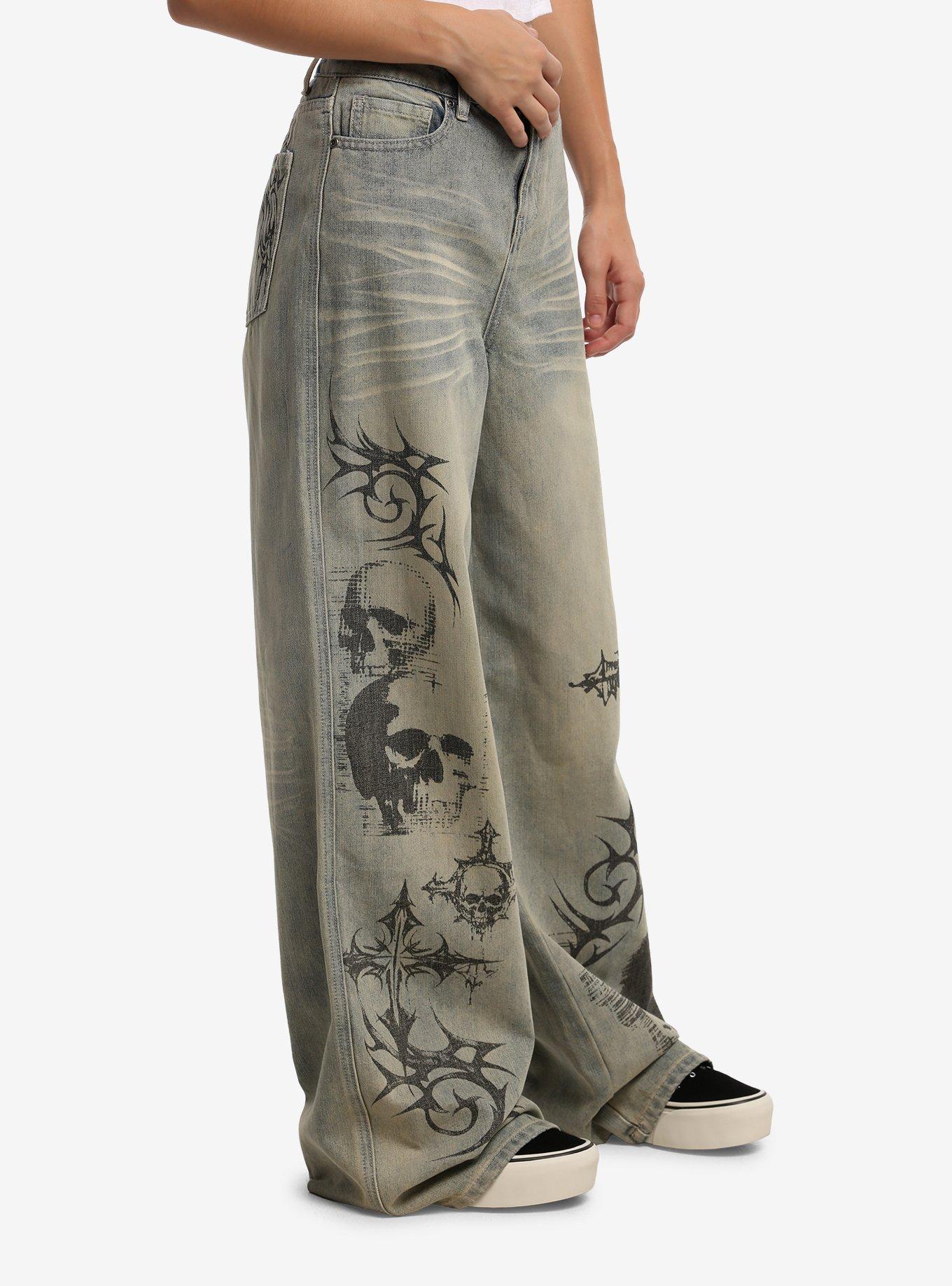 Social Collision Light Indigo Skull Sigil Jeans, MULTI, alternate - view 3