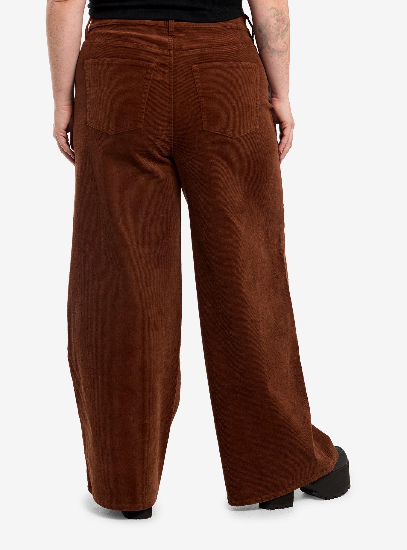 Thorn & Fable Pumpkin Bats Embroidered Corduroy Mom Jeans Plus Size, , hi-res