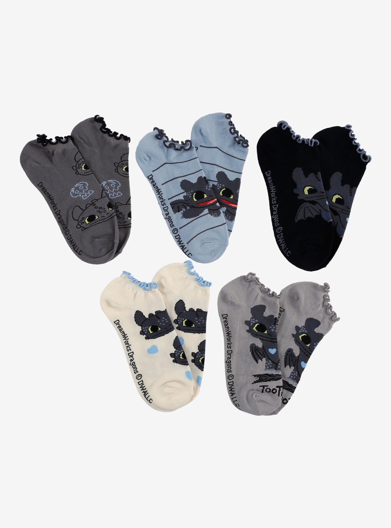How To Train Your Dragon Toothless No-Show Socks 5 Pair, , hi-res