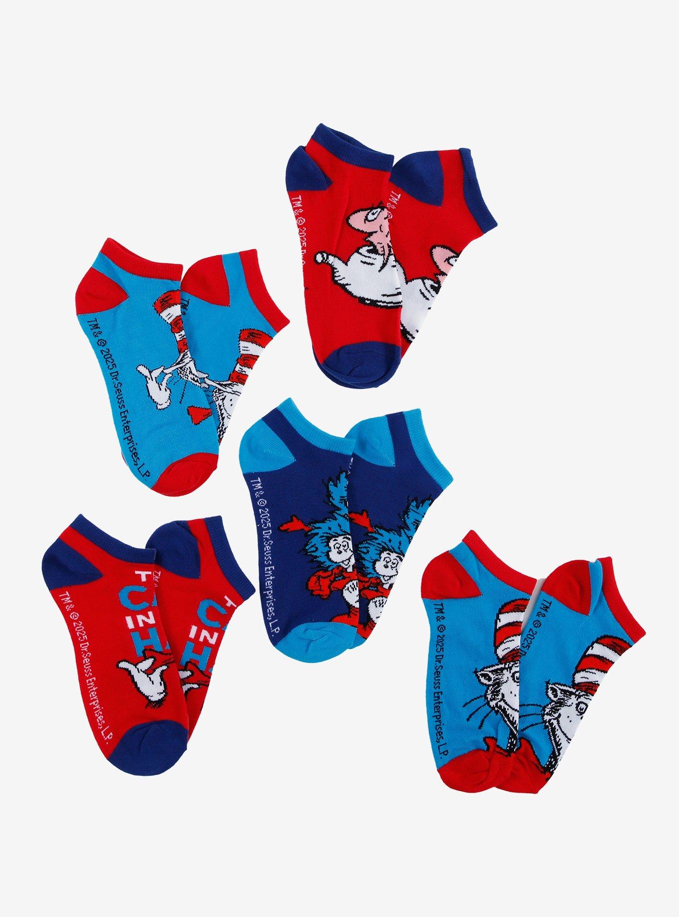 Dr. Seuss Cat In The Hat No-Show Socks 5 Pair, , hi-res