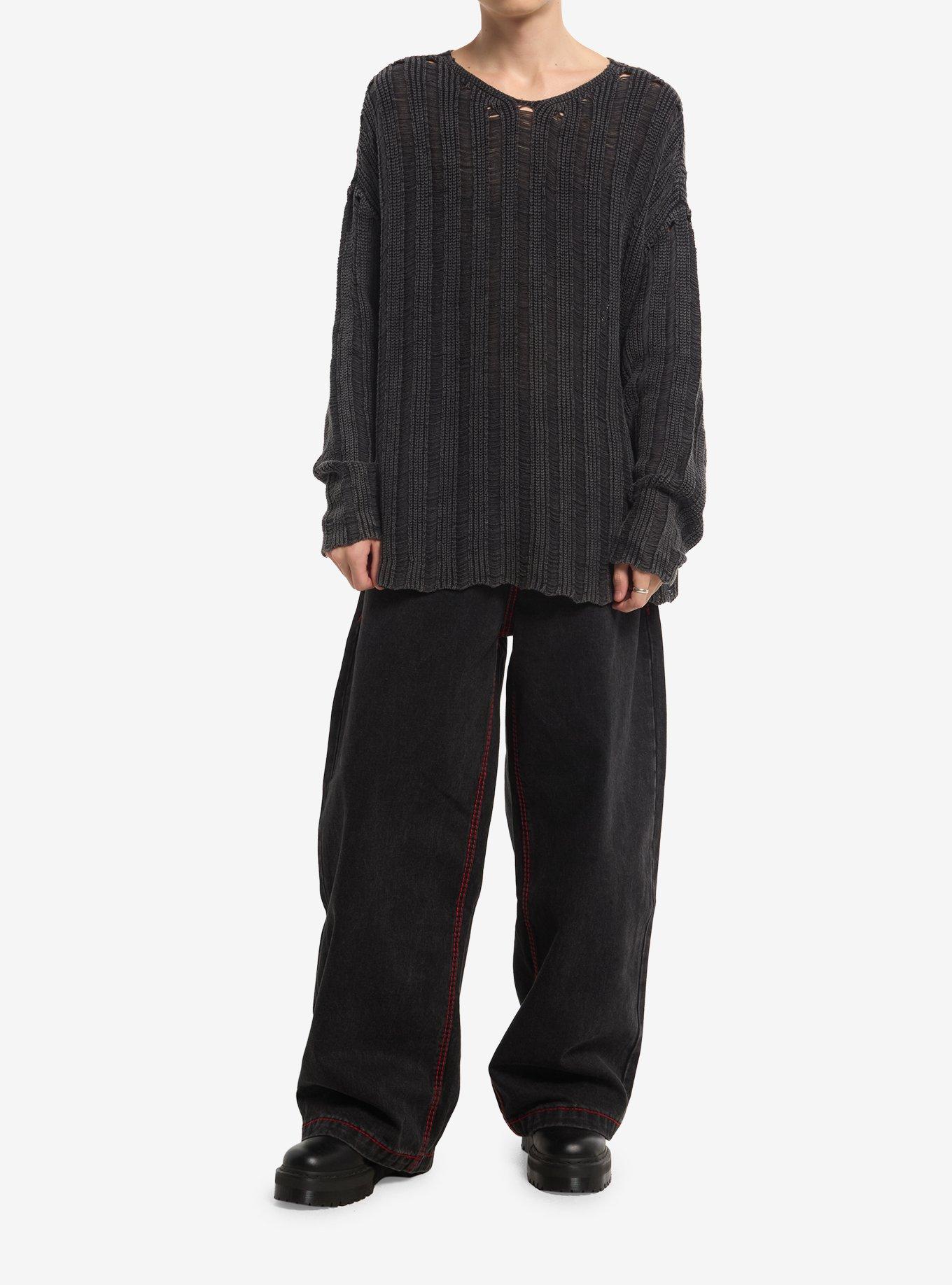 Dark Grey Needle Stitch Sweater, , hi-res