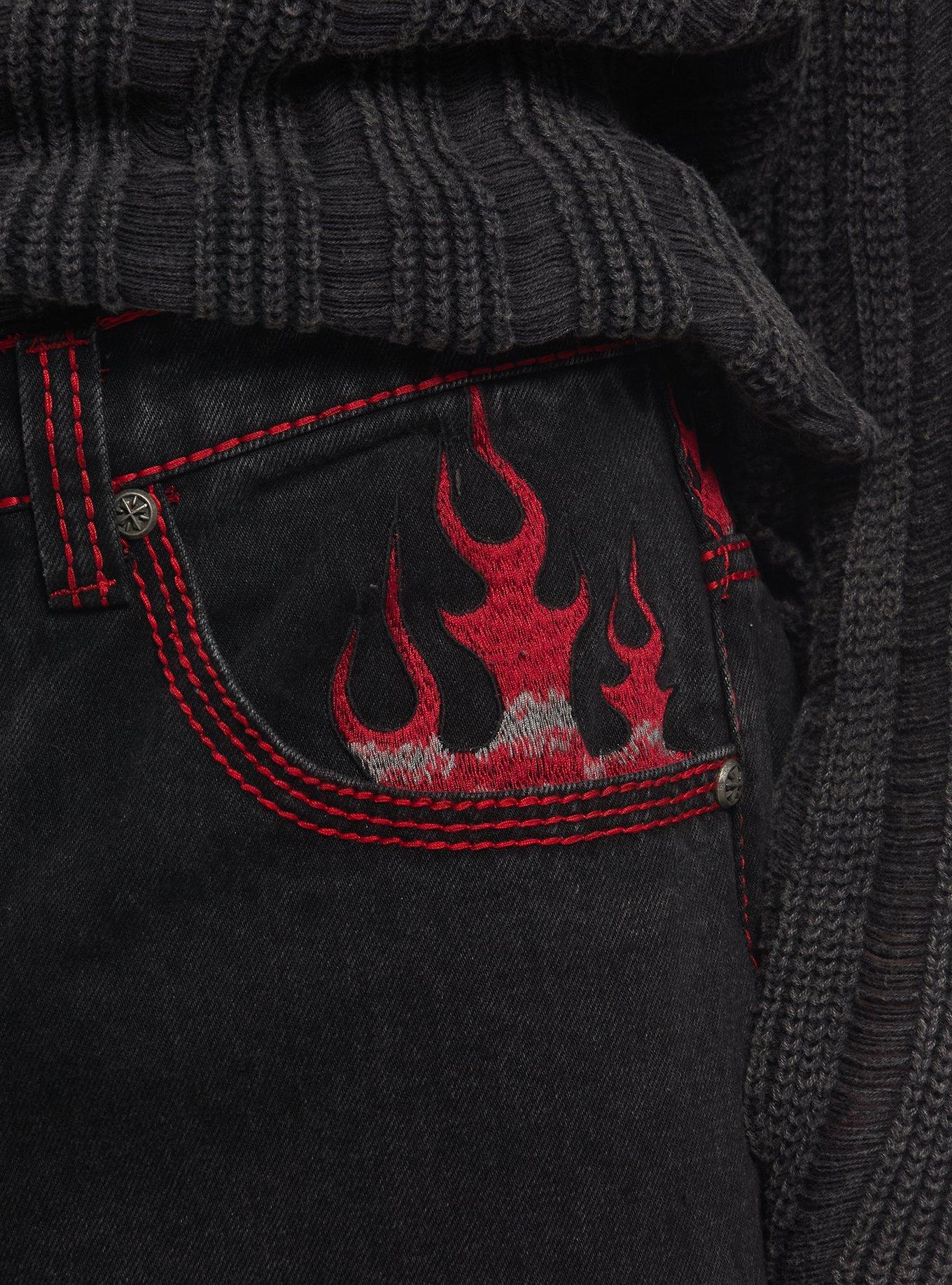 Affliction Flame Wide Leg Jeans, RED, alternate - view 3