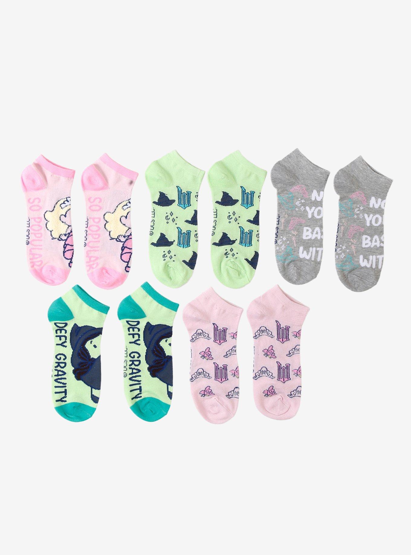 Wicked Chibi Elphaba & Glinda No-Show Socks 5 Pair, , hi-res