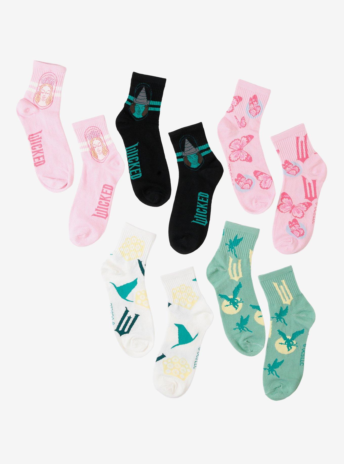 Wicked Elphaba & Glinda Crew Socks 5 Pair, , hi-res