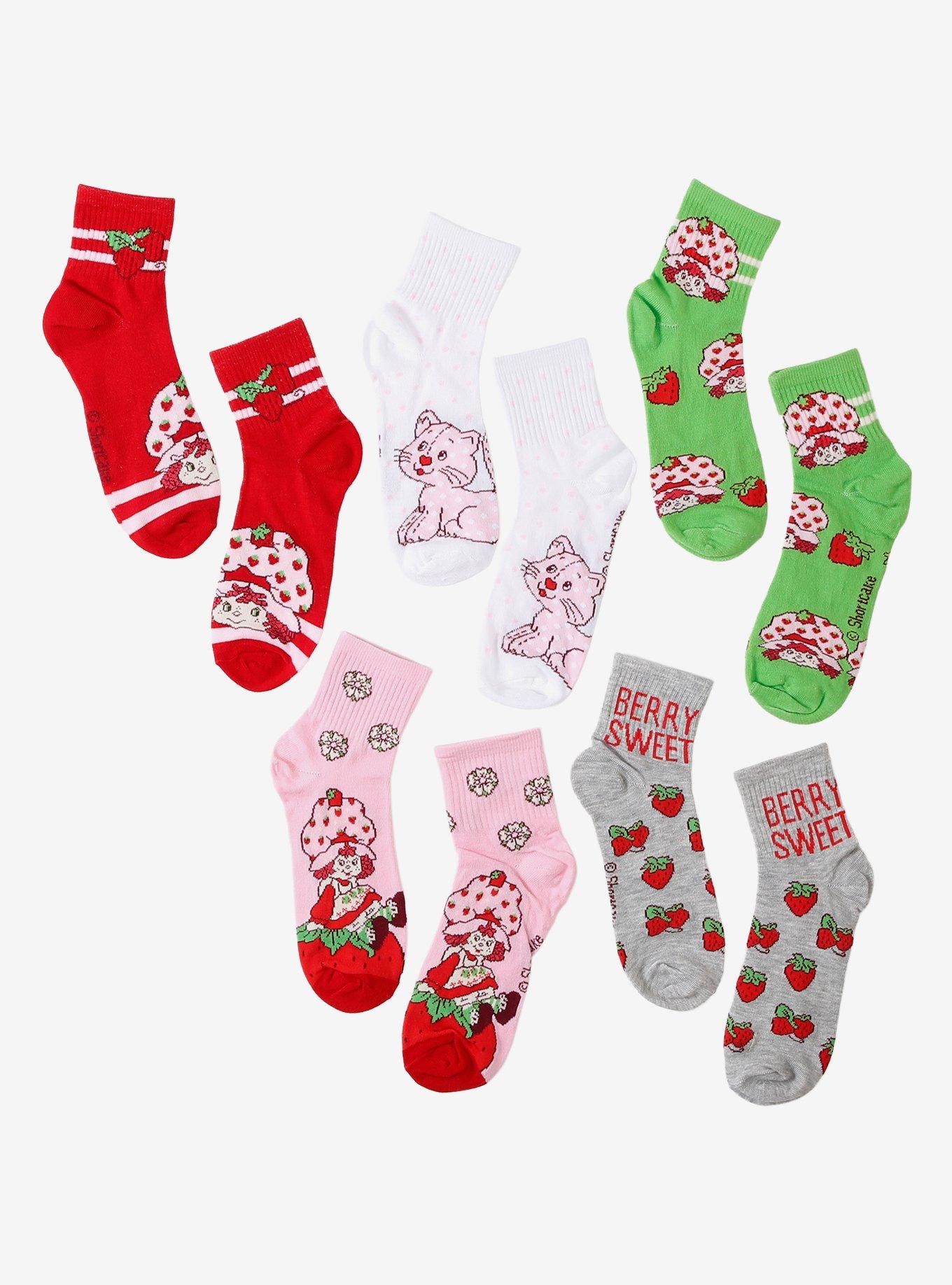 Strawberry Shortcake Character Crew Socks 5 Pair, , hi-res