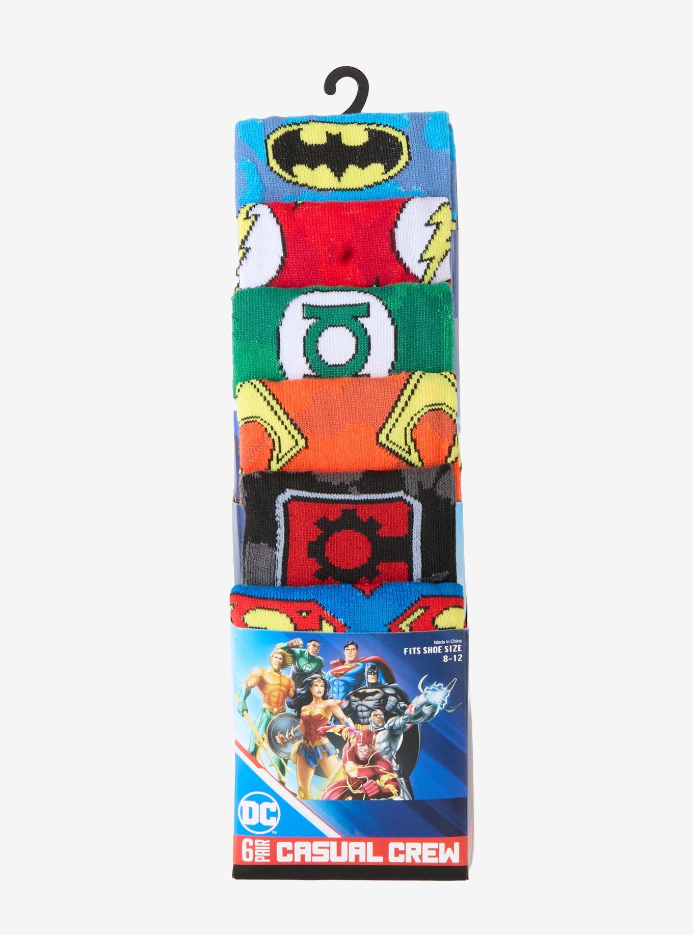 DC Comics Hero Icons Crew Socks 6 Pair, , hi-res