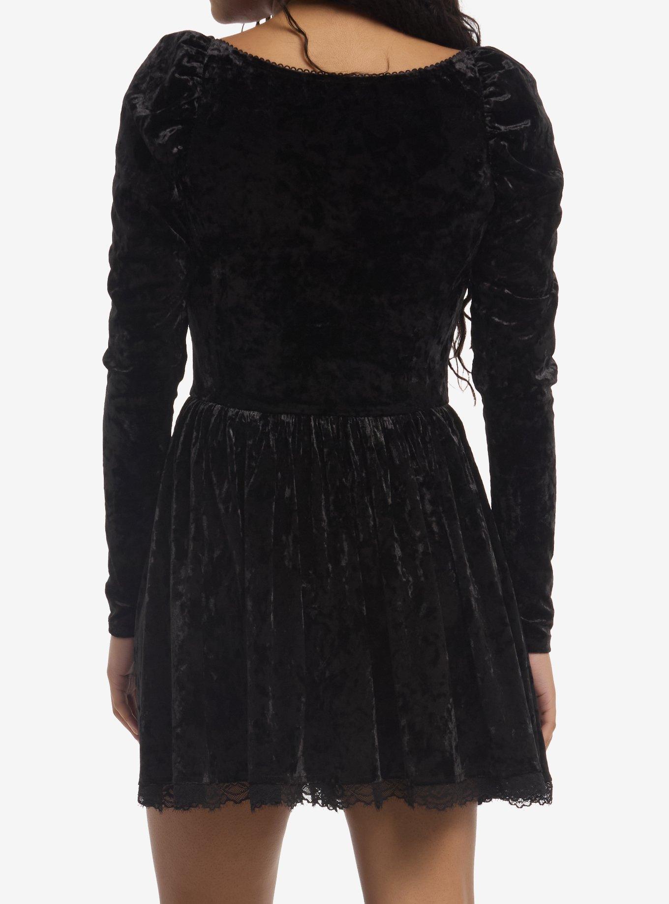 Cosmic Aura Black Velour Corset Long-Sleeve Dress, MULTI, alternate - view 3