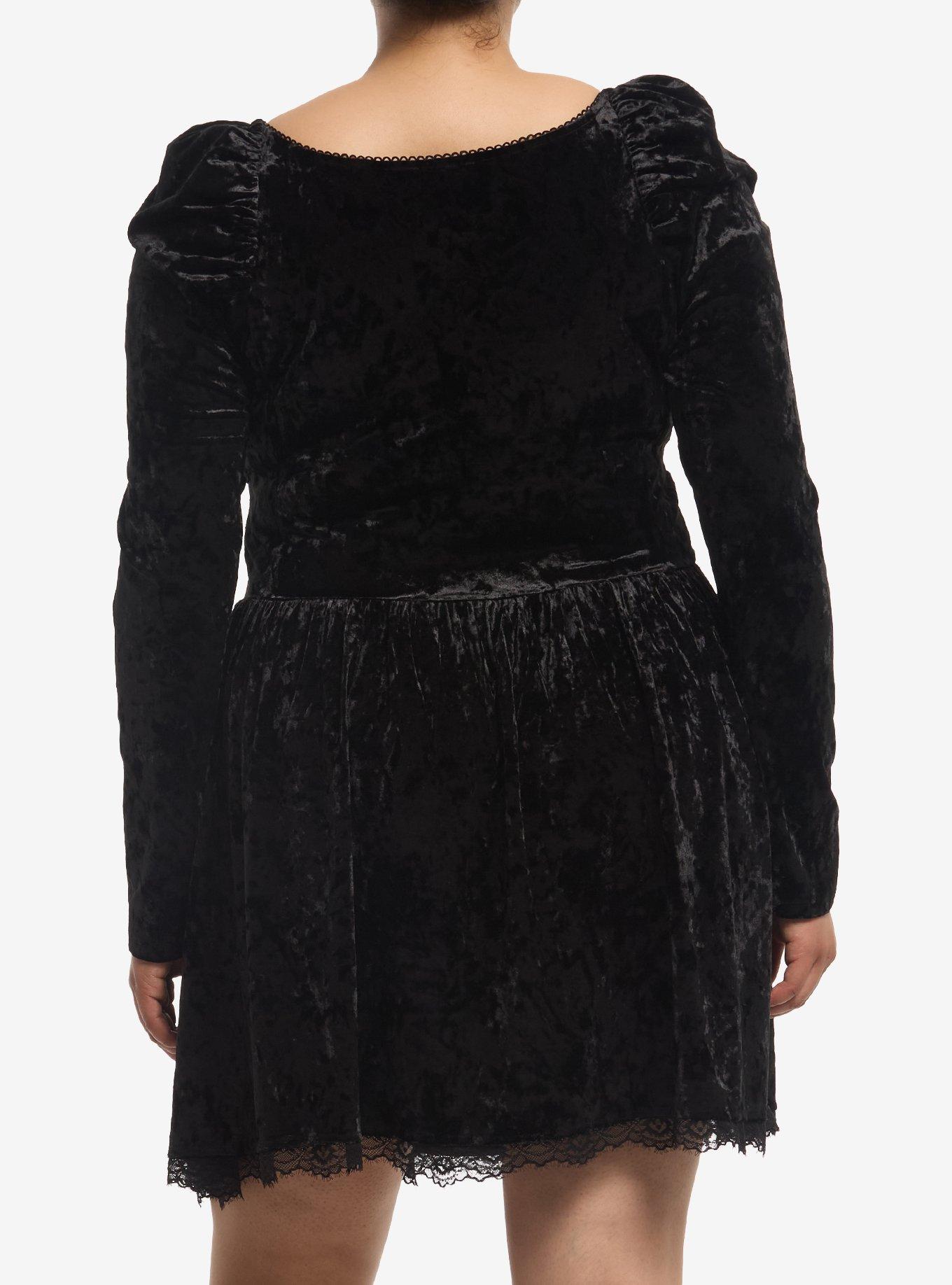 Cosmic Aura Black Velour Corset Long-Sleeve Dress Plus Size, MULTI, alternate - view 3