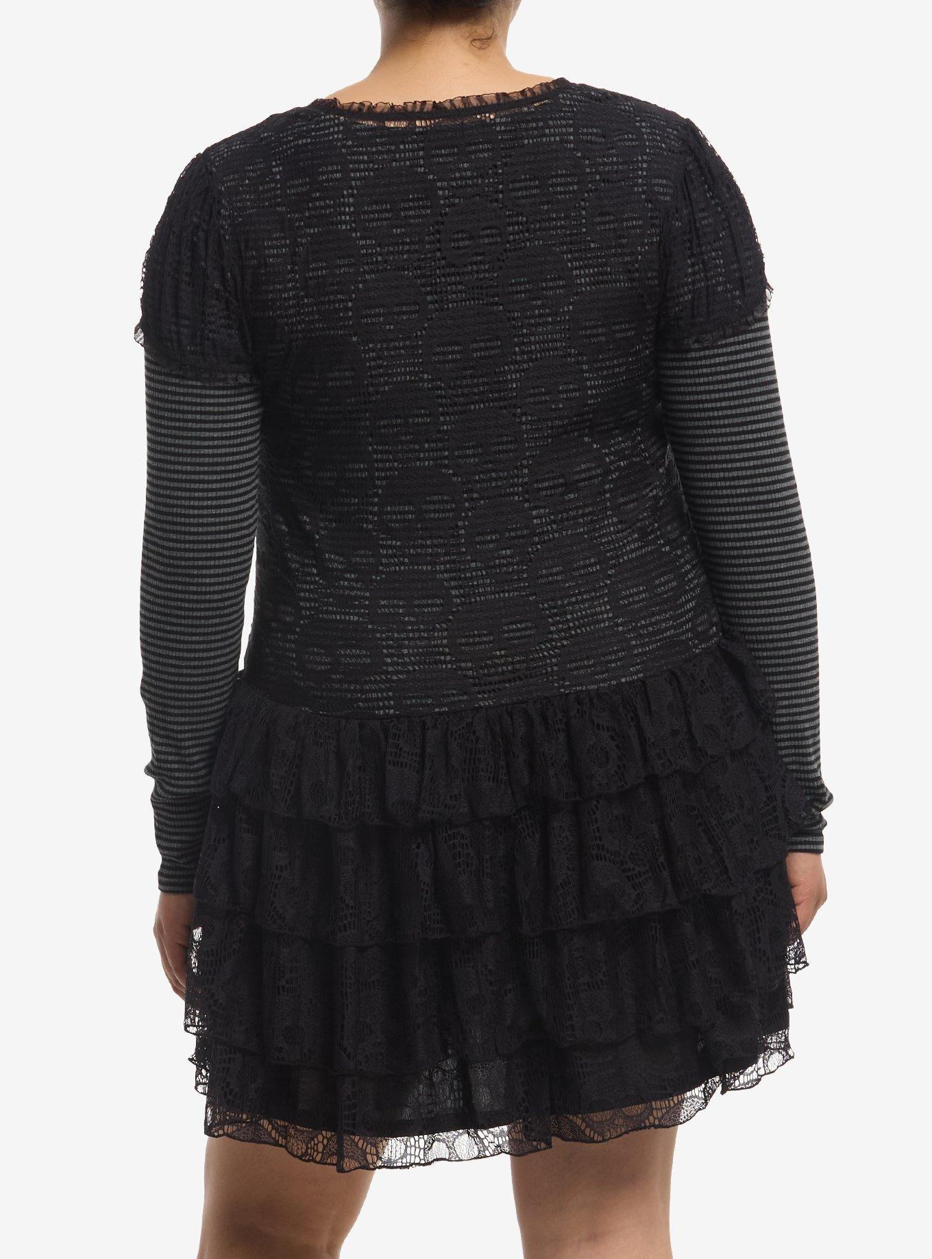 Social Collision Skull Lace Twofer Dress Plus Size, MULTI, alternate - view 3