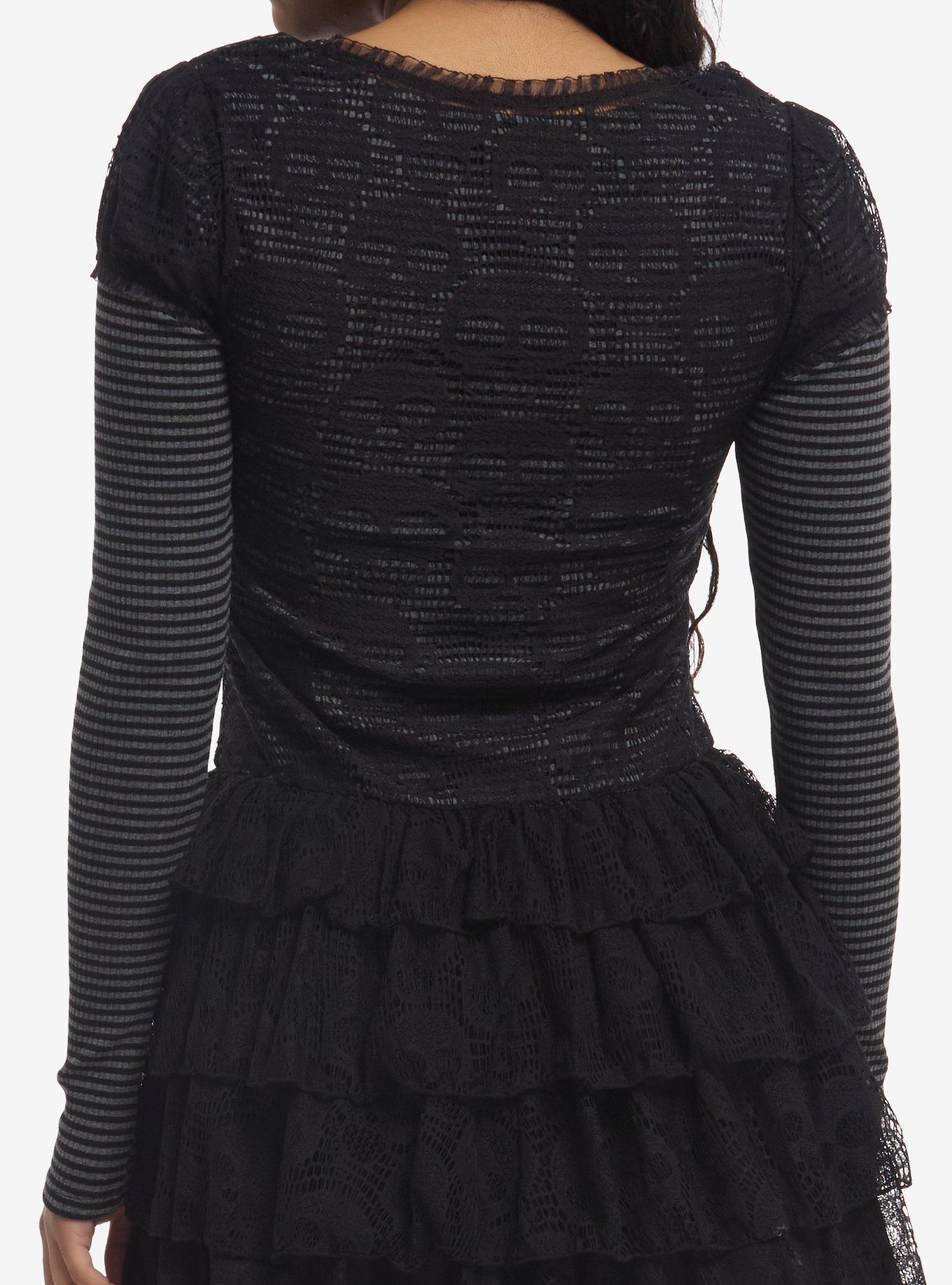 Social Collision Skull Lace Twofer Dress, MULTI, alternate - view 3