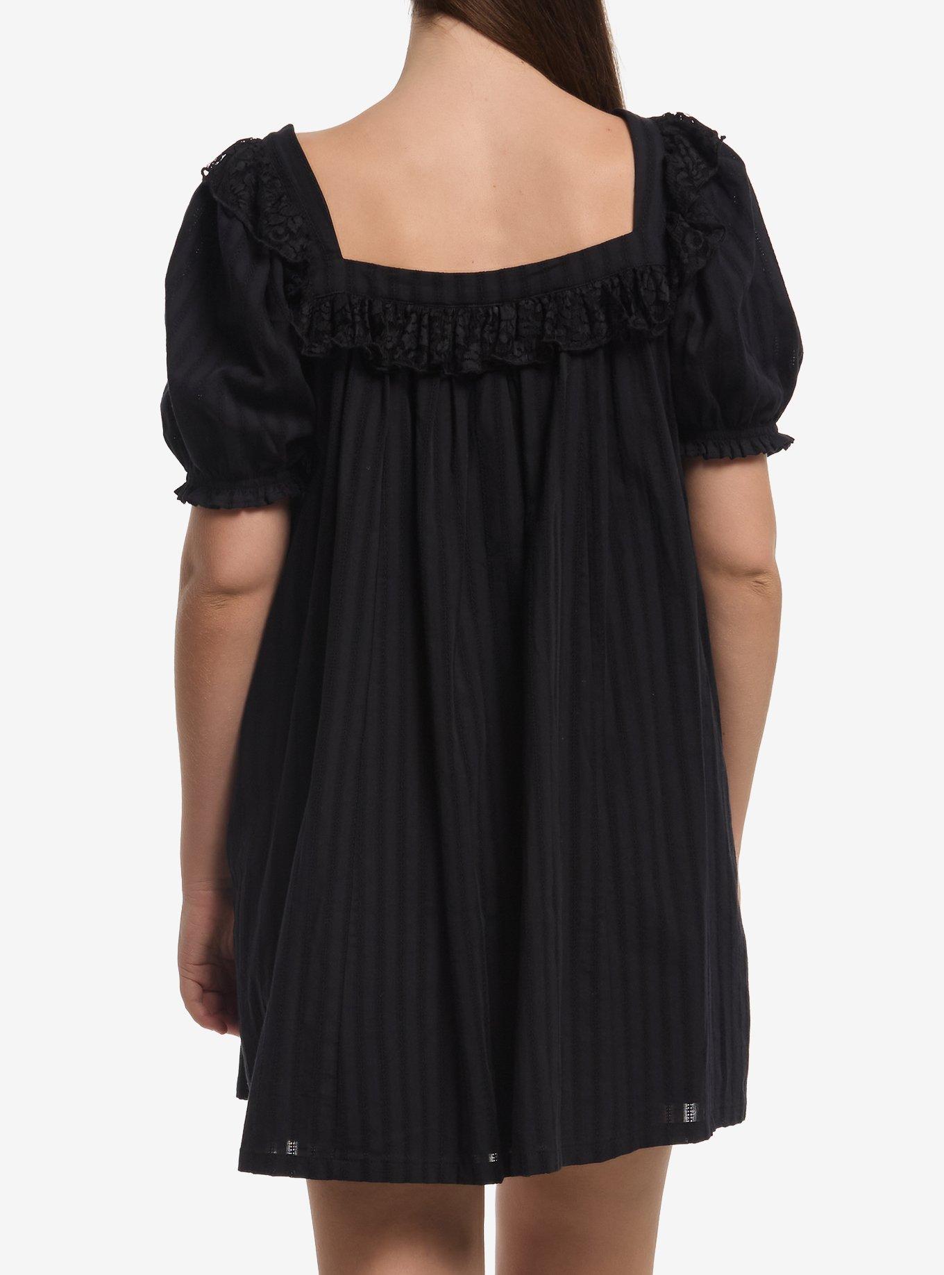Thorn & Fable Black Lace Ruffle Babydoll Dress, MULTI, alternate - view 3