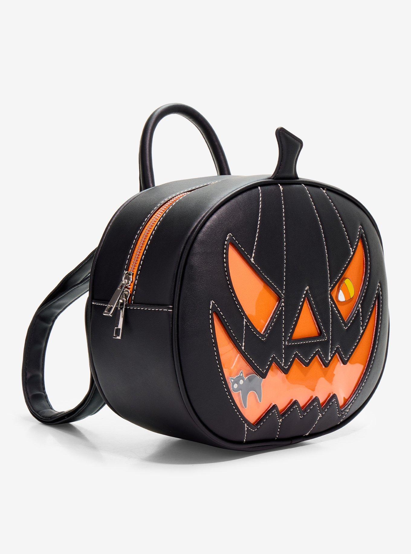 Black Pumpkin Figural Pin Collector Backpack, , hi-res