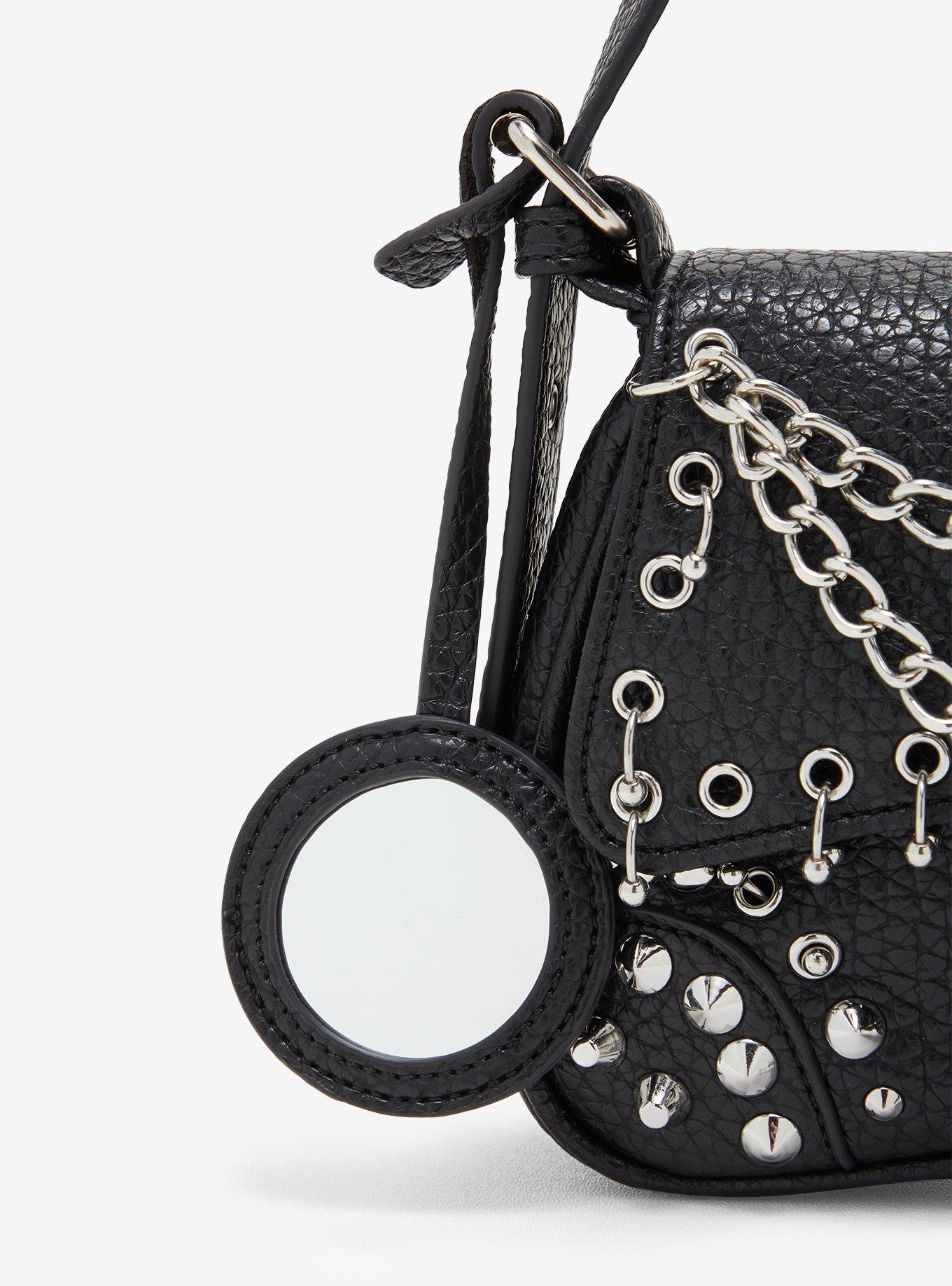 Chain Stud Hardware Saddle Shoulder Bag, , alternate - view 5